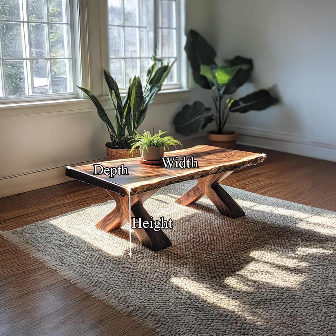 Rustic Live Edge Coffee Table Natural Wood Living Room Family Room SINLSACF184