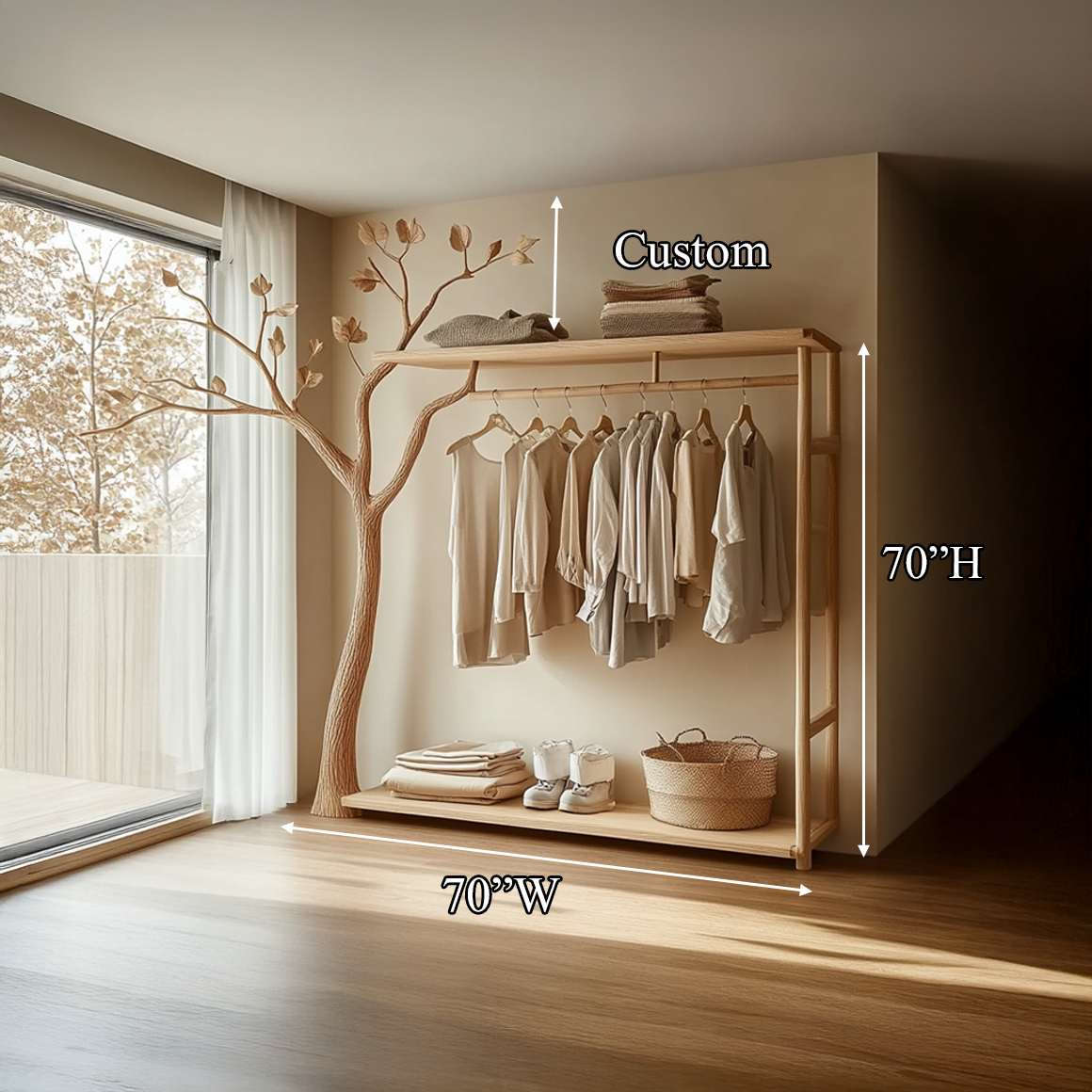 Rustic Clothing Shelf Rack Entryway Bedroom SINLSATCR042