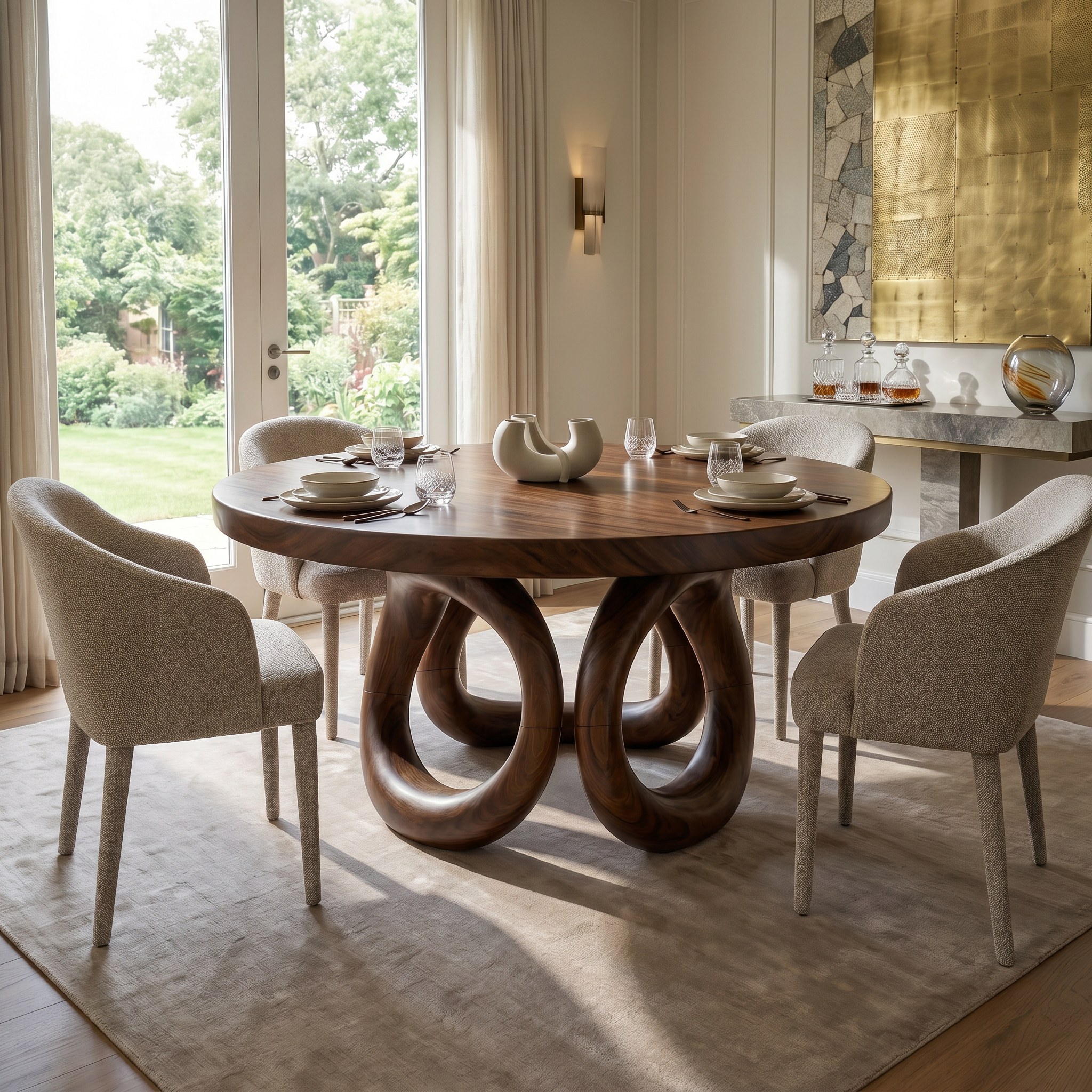 Modern Round Dining Set For Garden Kitchen SILDTTRDN055