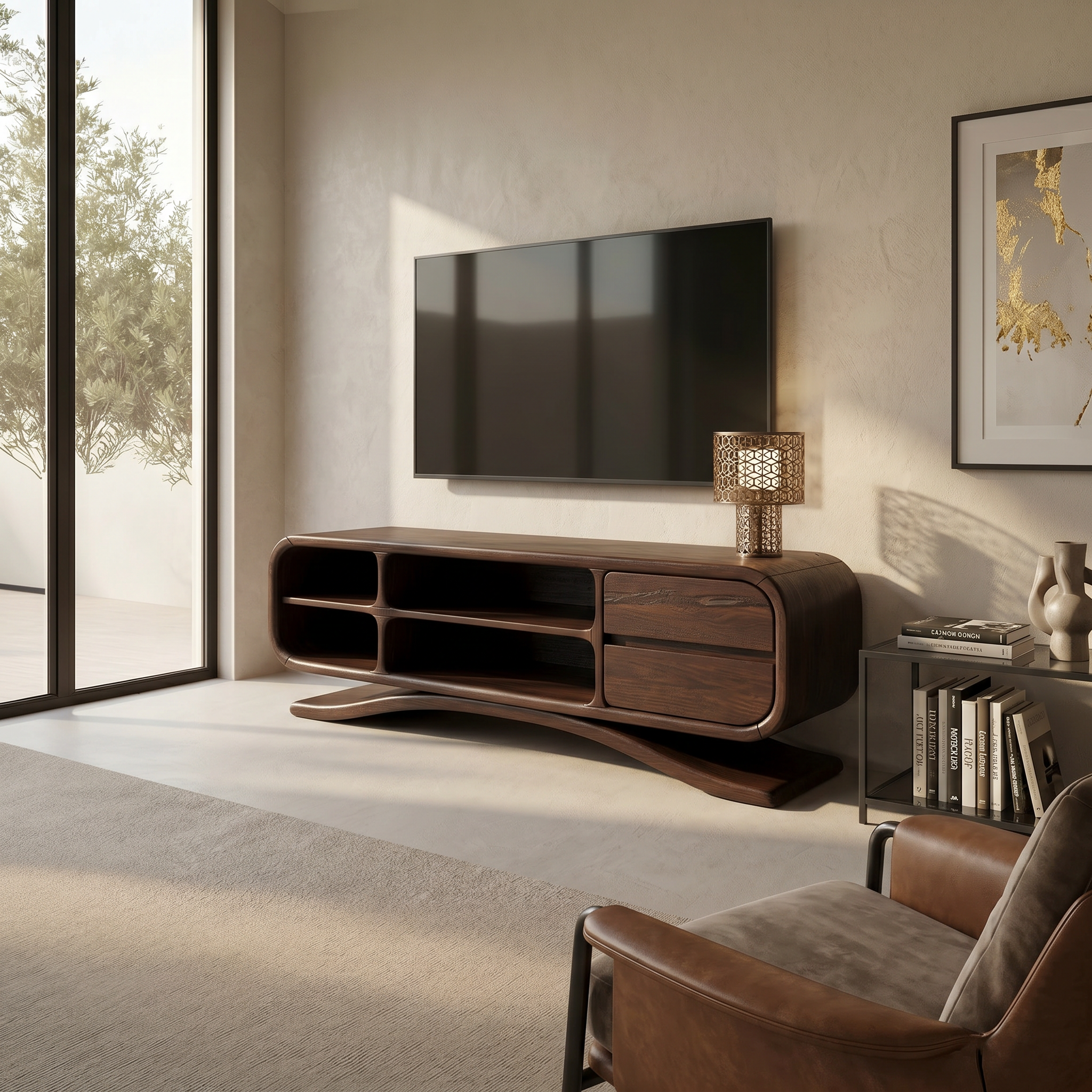 Boho Sculptural TV Cabinet For Artistic Living Room SILDTTRTVC084