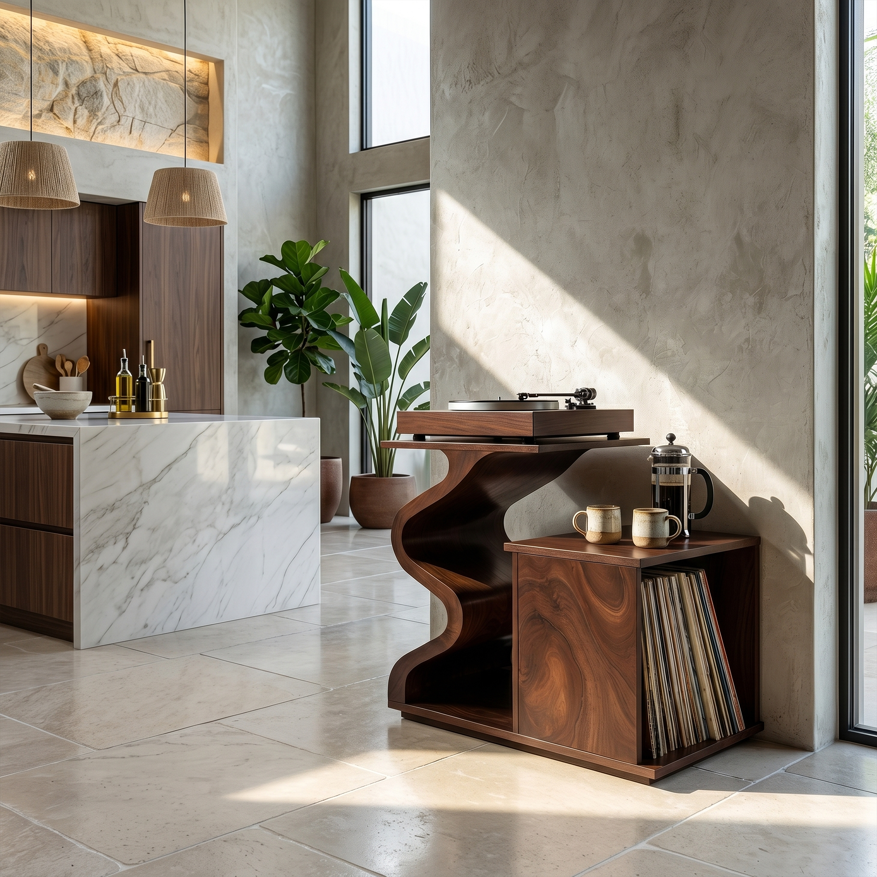 Modern Sculptural Turntable Stand Audio Lounge SILDTTRRPT041