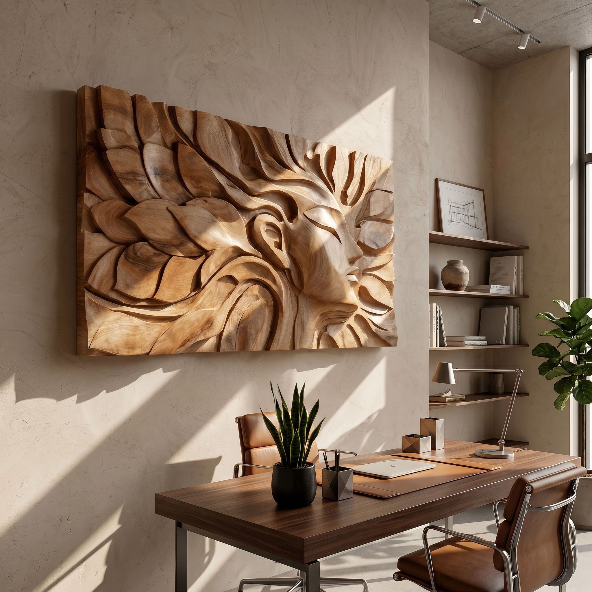 Japandi Botanical Face Wood Wall Art Minimal Neutral Bedroom Decor SILDTTRWA104