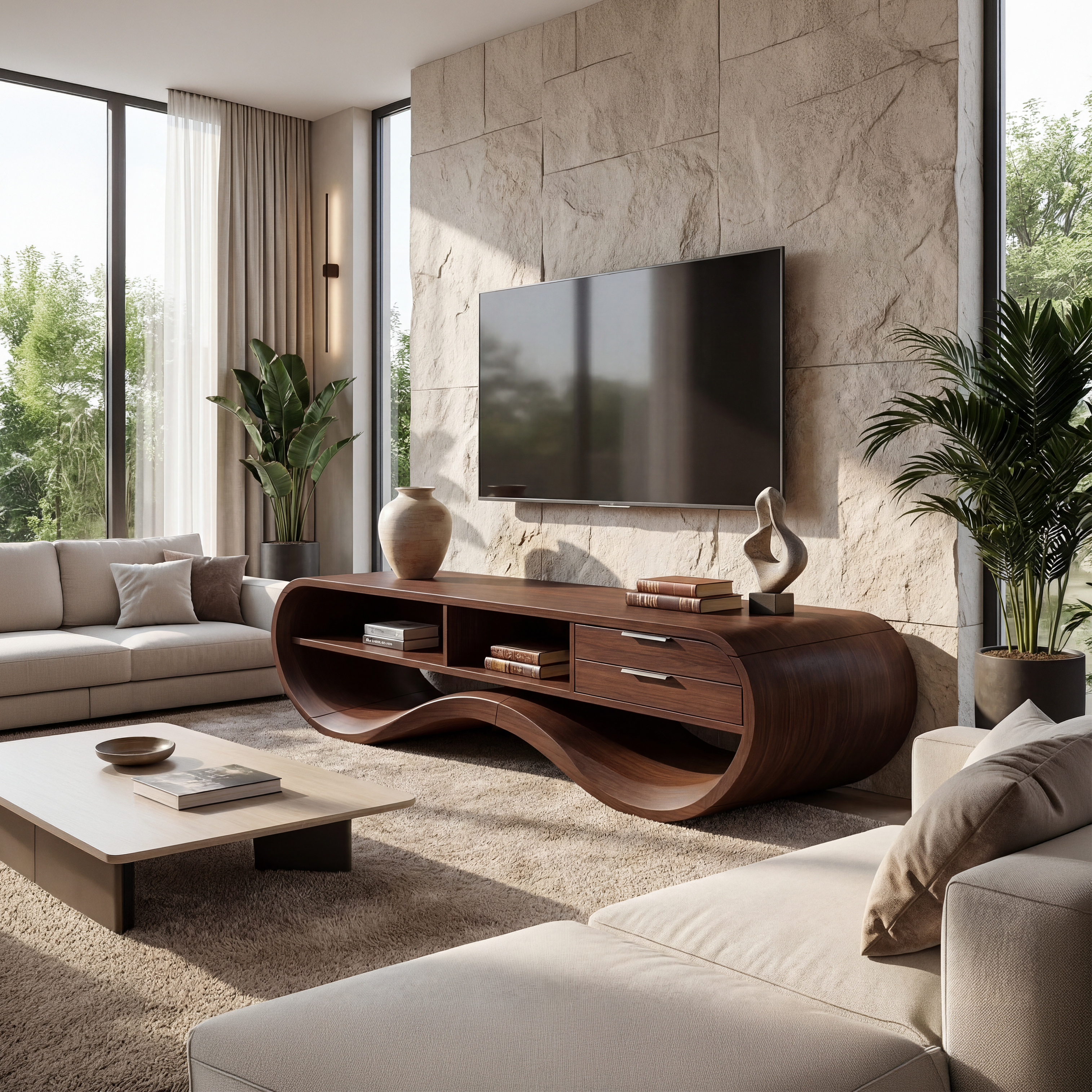 Modern Streamline TV Cabinet For Living Room Space SILDTTNTVC116
