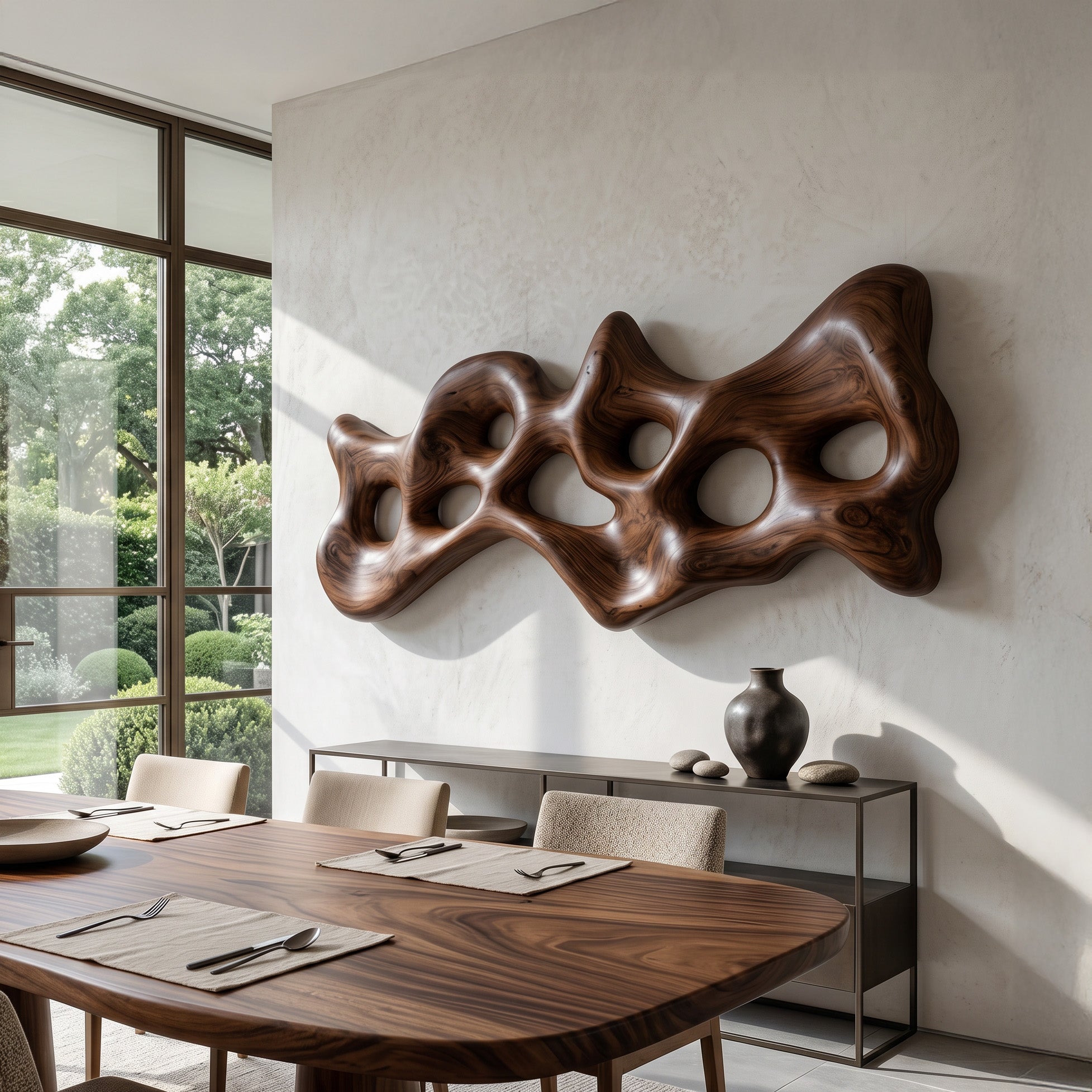 Organic Wall Art Sculpture With Carved Design For Living Room SITHHNWA012