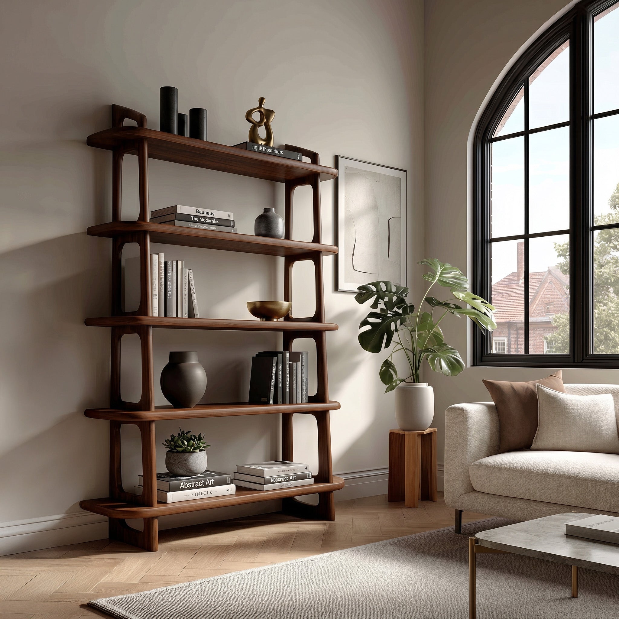 Contemporary Wooden Standing Shelf For Living Room Corner RTTHHNSS031