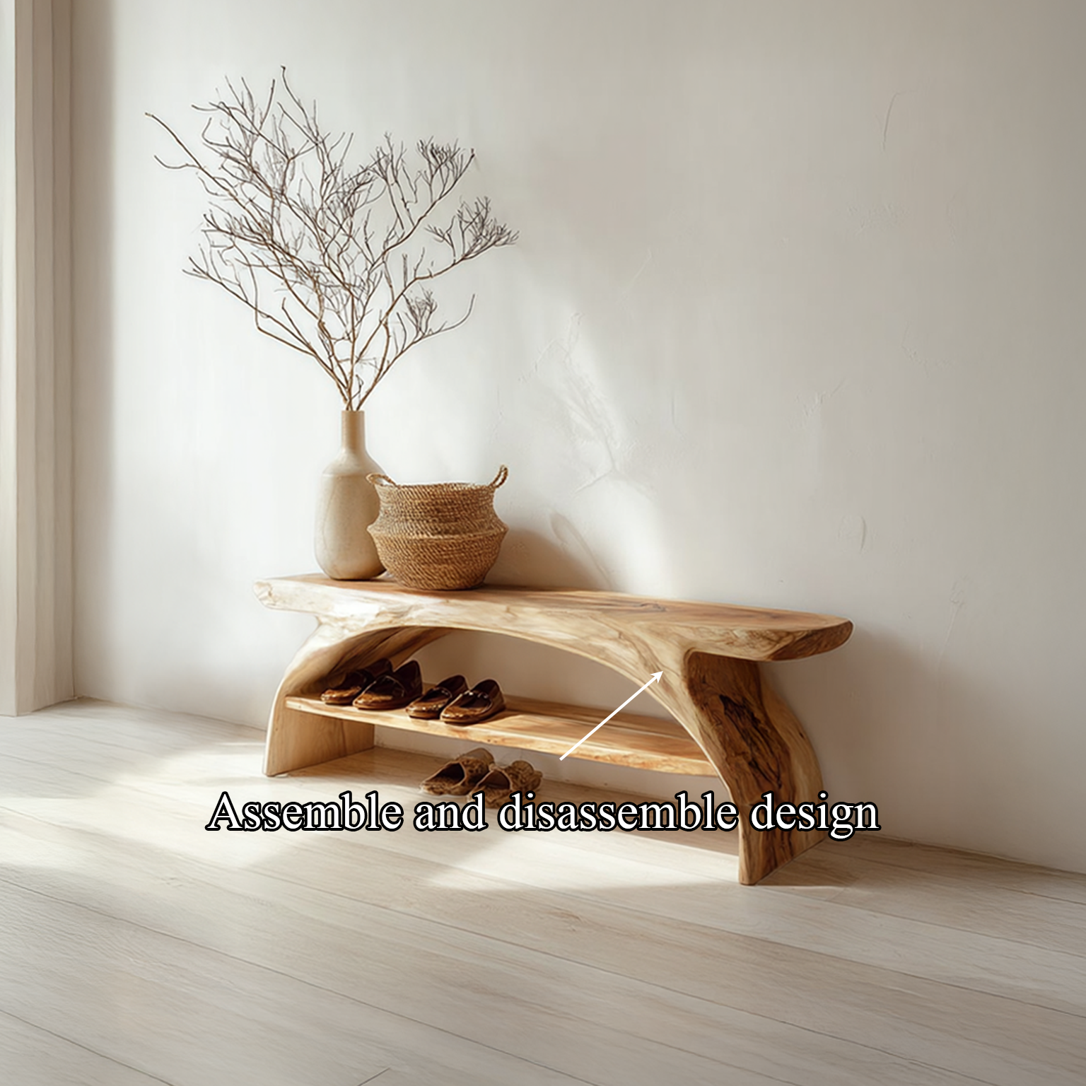 Rustic Shoe Storage Bench Entryway Living Room SINLSASB032