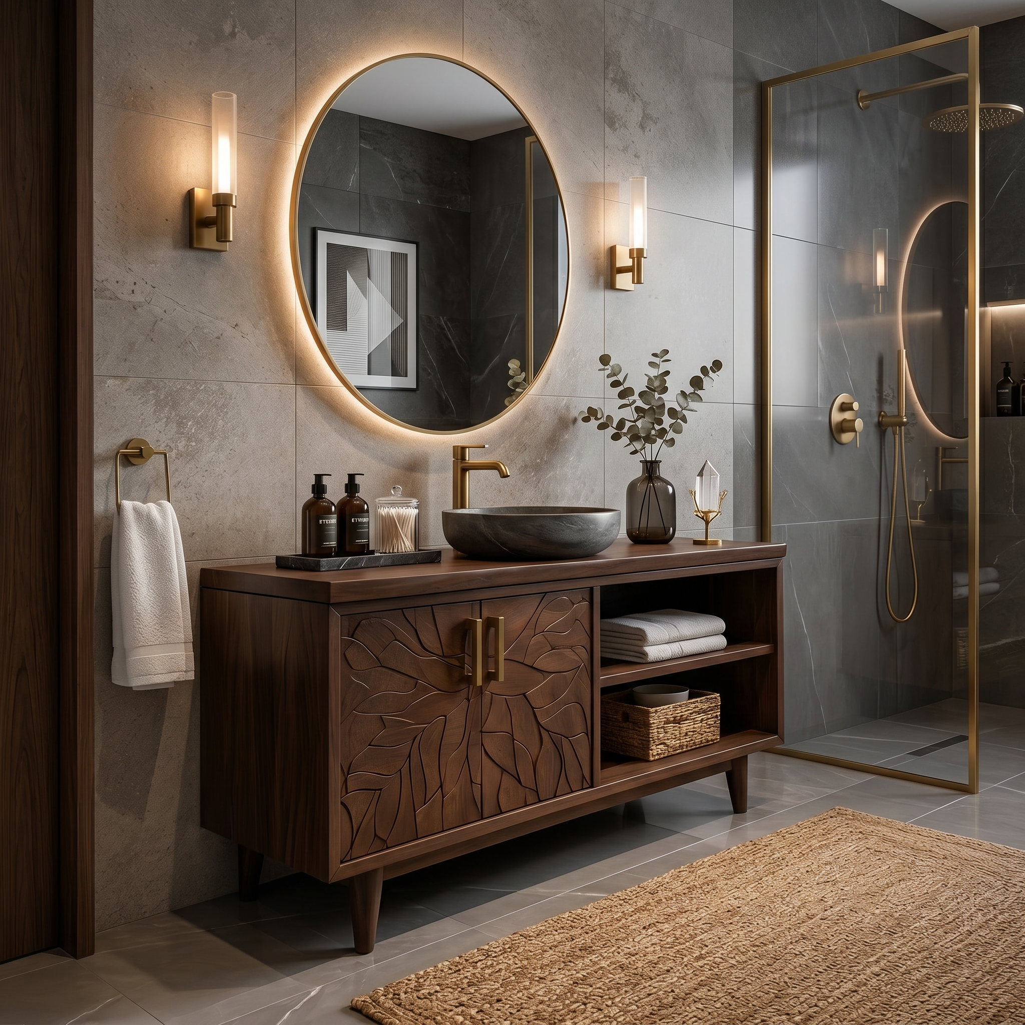 Organic Wood Vanity Cabinet For Garden Bathroom SILDTTRBRV160