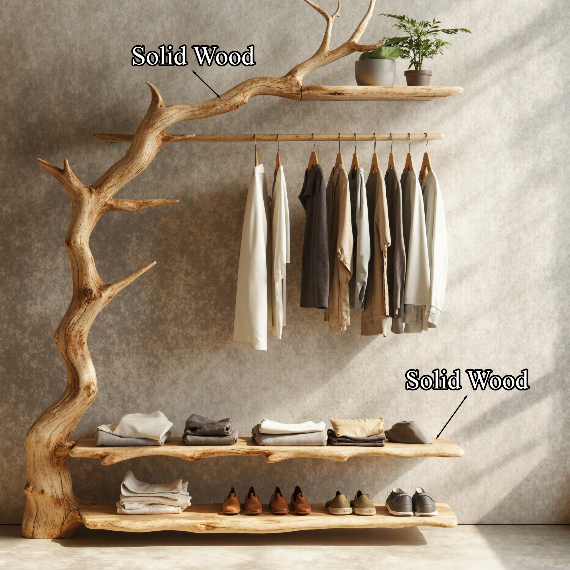 Rustic Standing Coat Rack Wall Clothes Rack Tree Branch Coat Rack SINLTB095