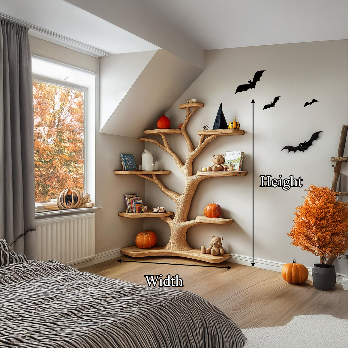 Kids Tree Bookshelf Handmade Decor Home Halloween SINLSAHW007