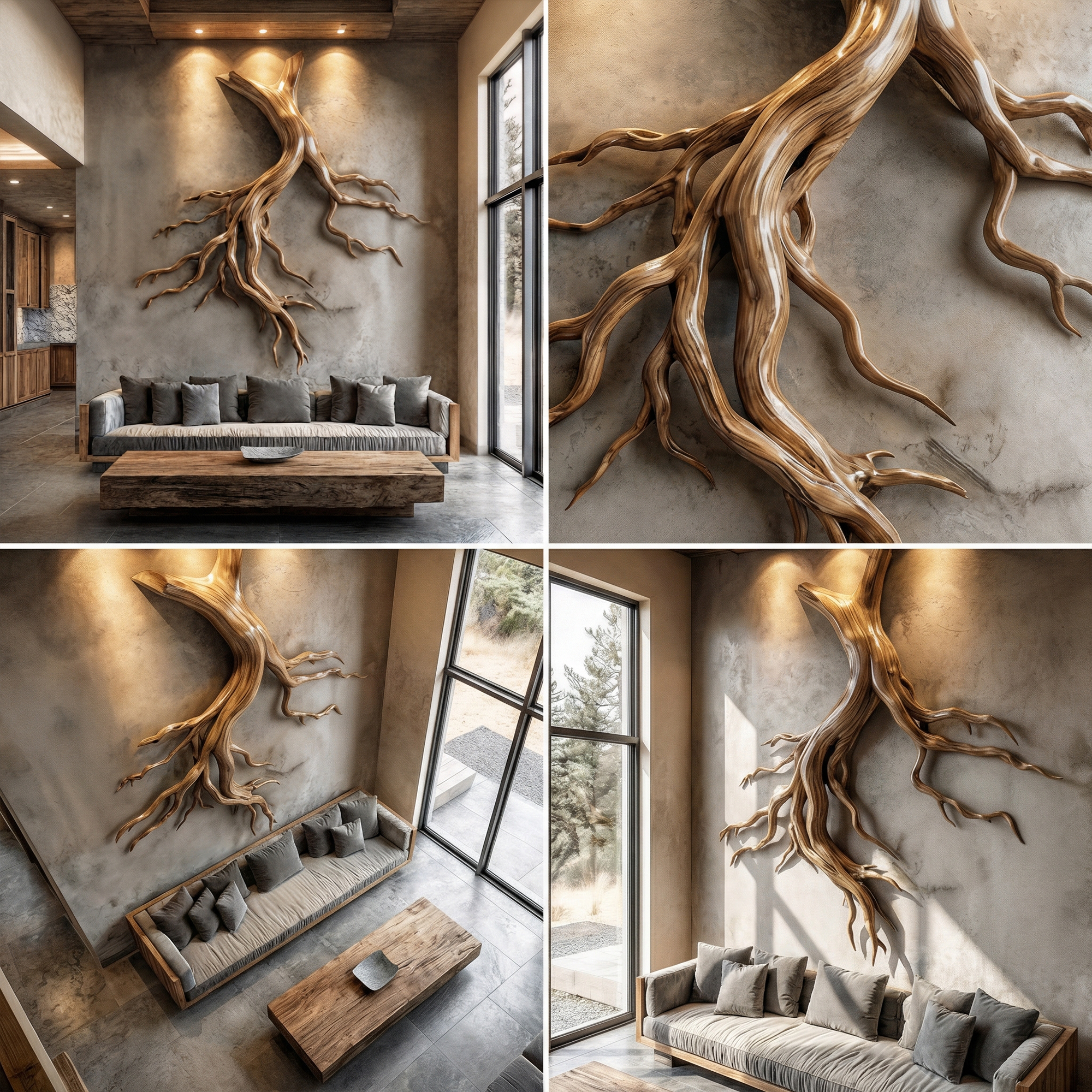 Mid Century Twisted Root Wall Sculpture Living Room SINLKIWD059
