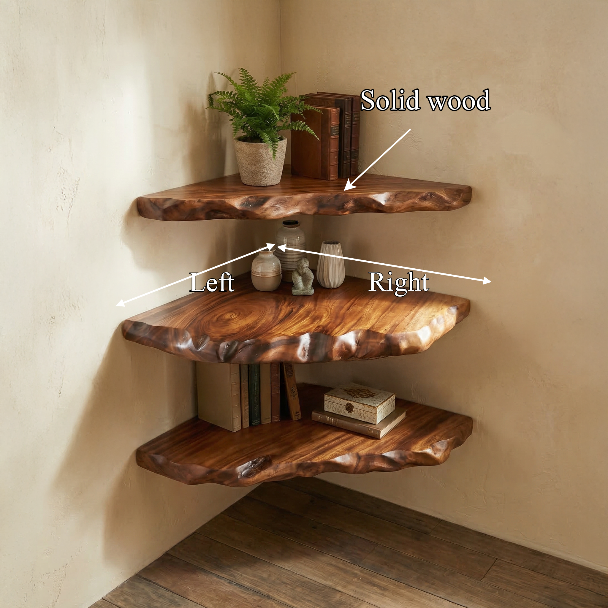 Rustic Floating Corner Shelf For Living Room And Interior Decor SINLSACN022