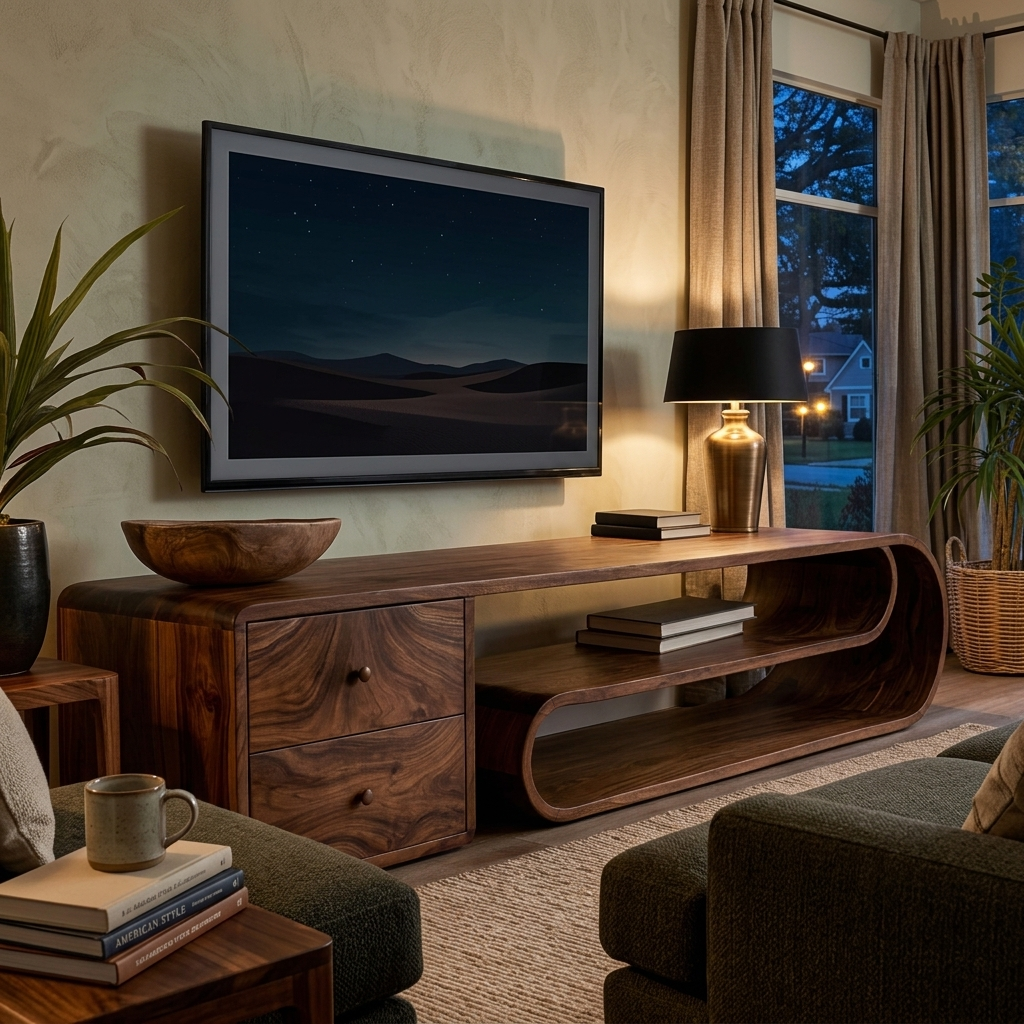 Wooden TV Console With Drawers For Living Room Setup RTTHTTTVC078