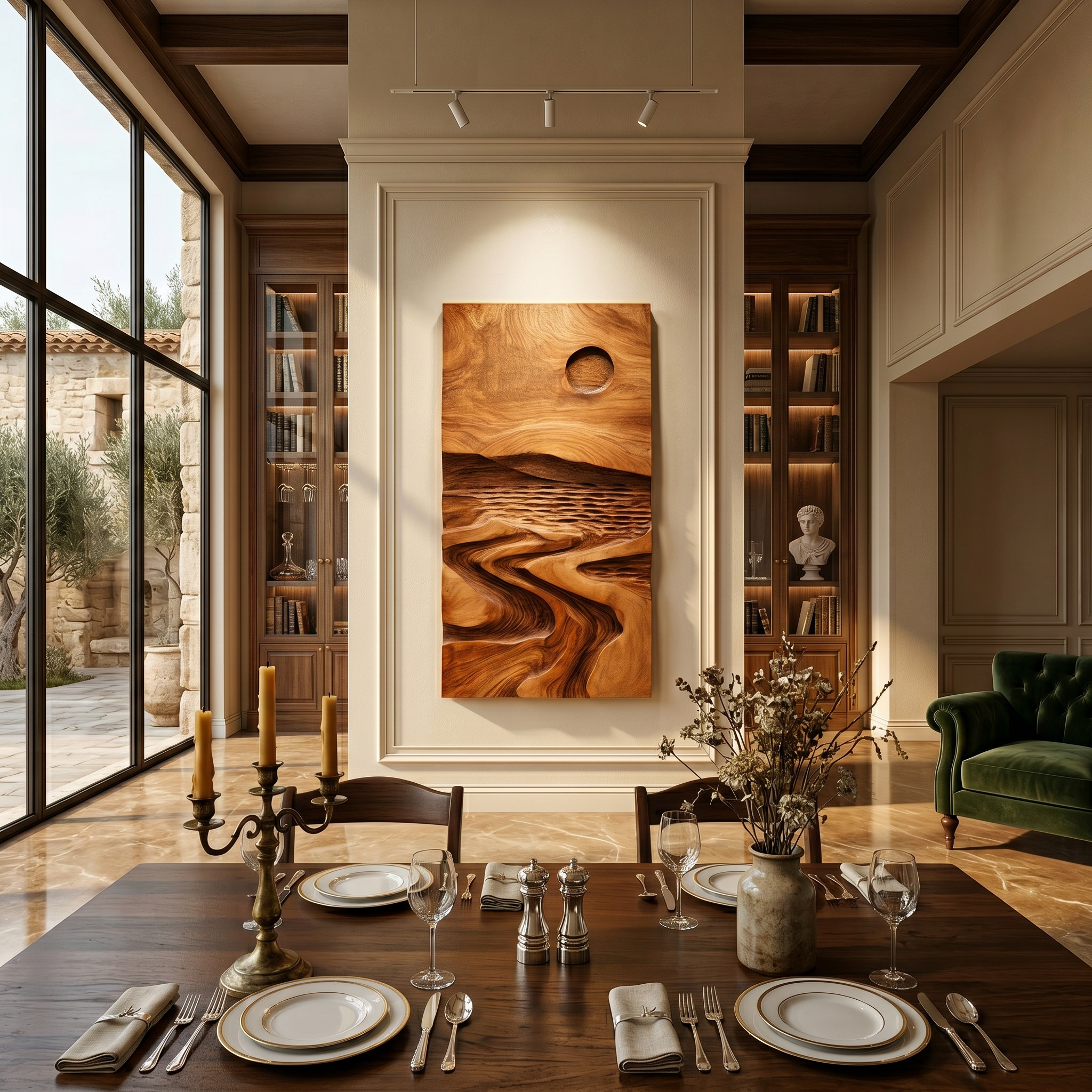 Sculpted Wood Grain Landscape Wall Art For Rustic Modern Living Room Decor SILDTTRWA088