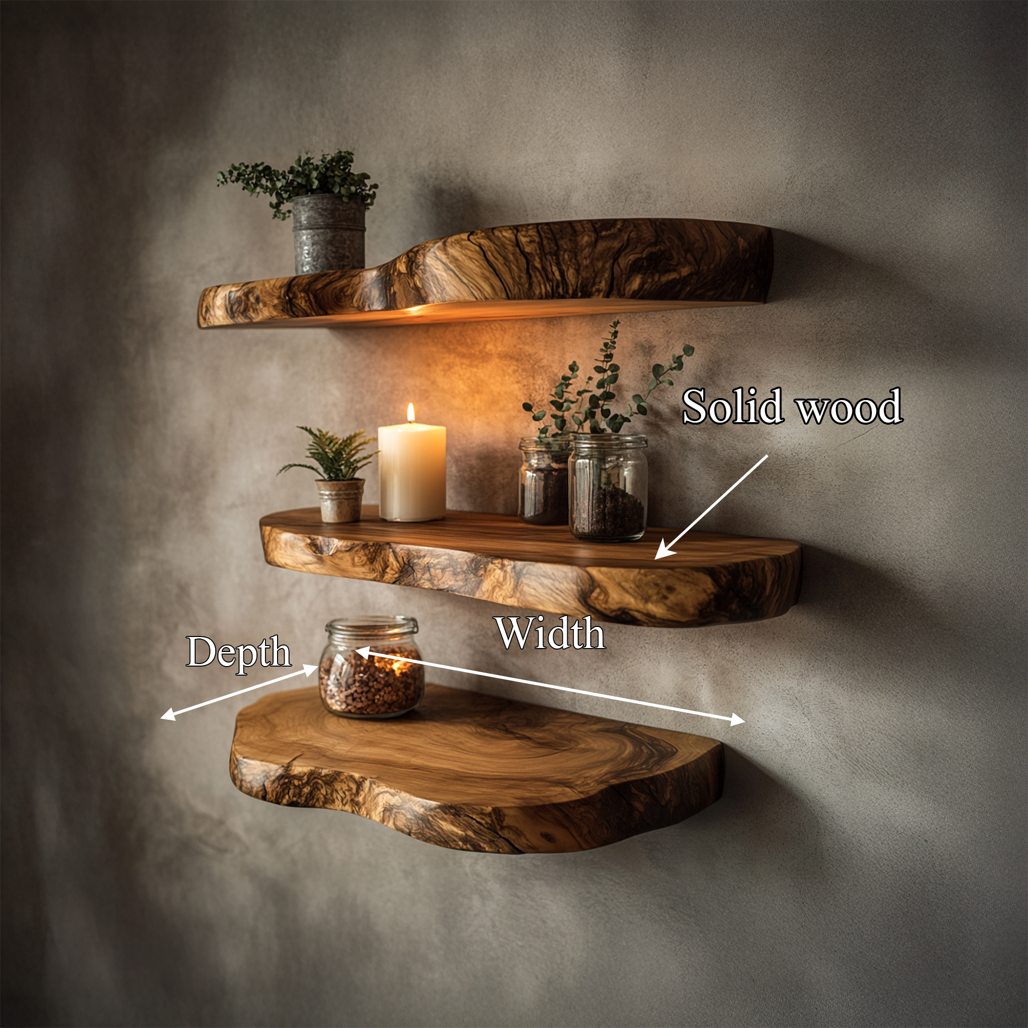 Rustic Organic Wall Shelf For Living Room And Interior Decor SINLSAFL519