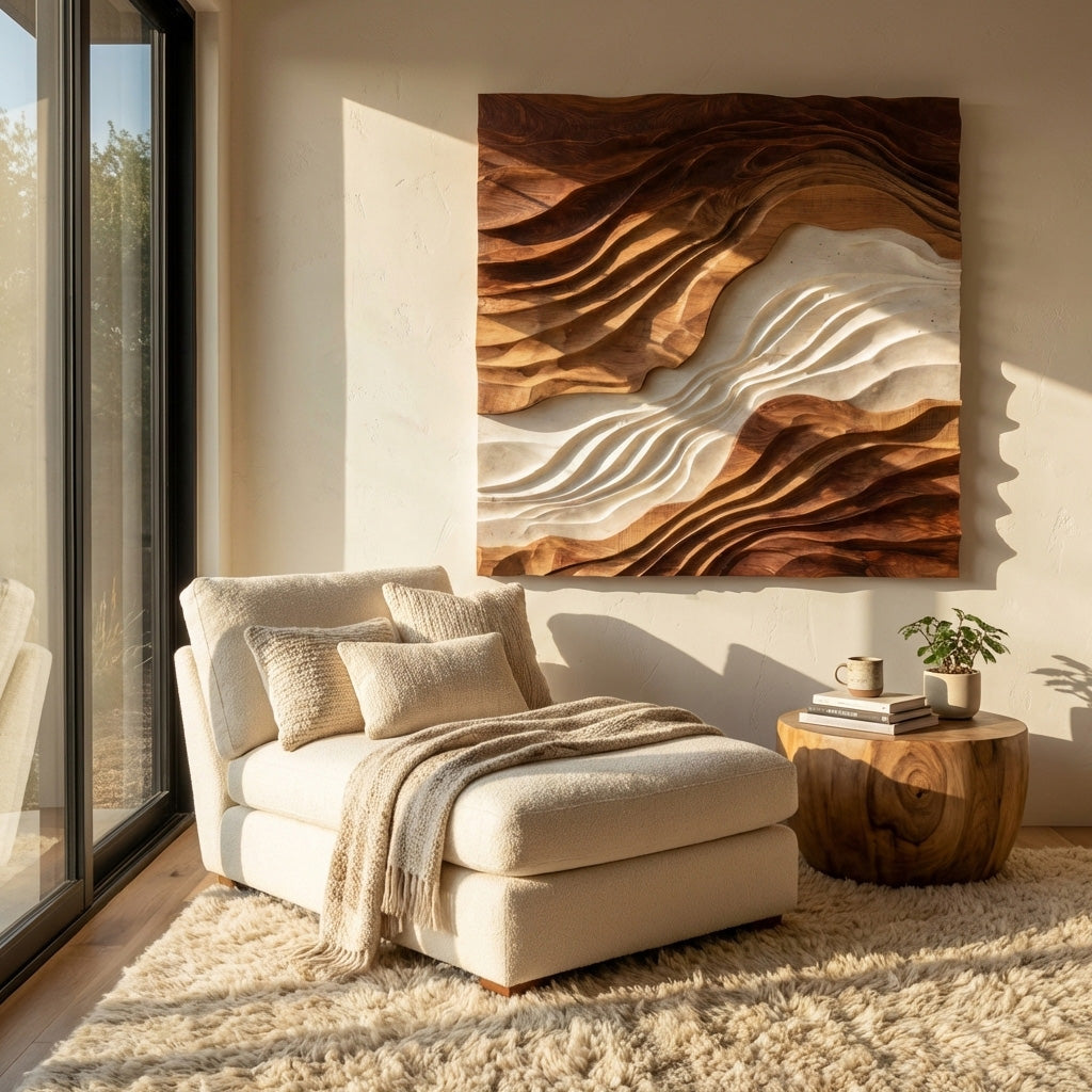 Statement Sculptural Wave Wall Art For Living Room RTTHHNWA139