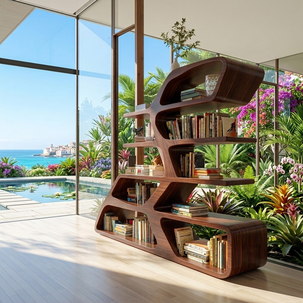 Modern Sculptural Bookshelf For Living Room Decor RTTHHNBS155
