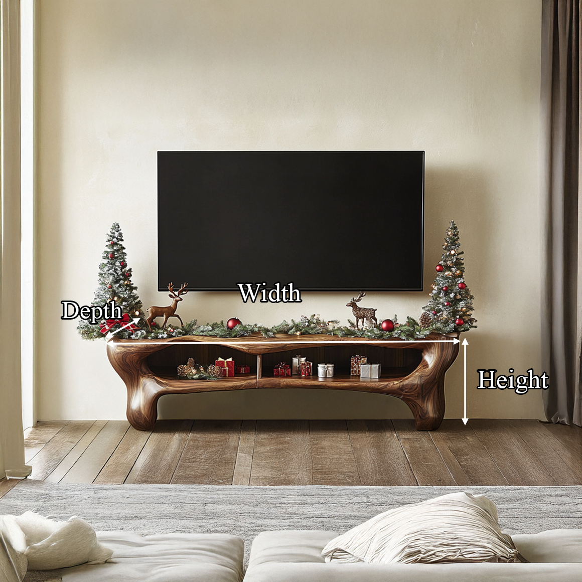 Rustic Christmas TV Cabinet Festive Living Room SINLSASC216