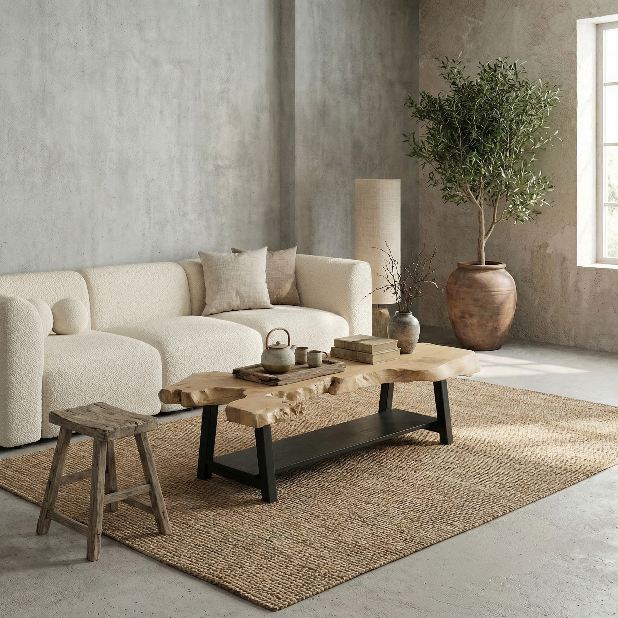 Natural Edge Wood Coffee Table For Living Room SINLSACF351