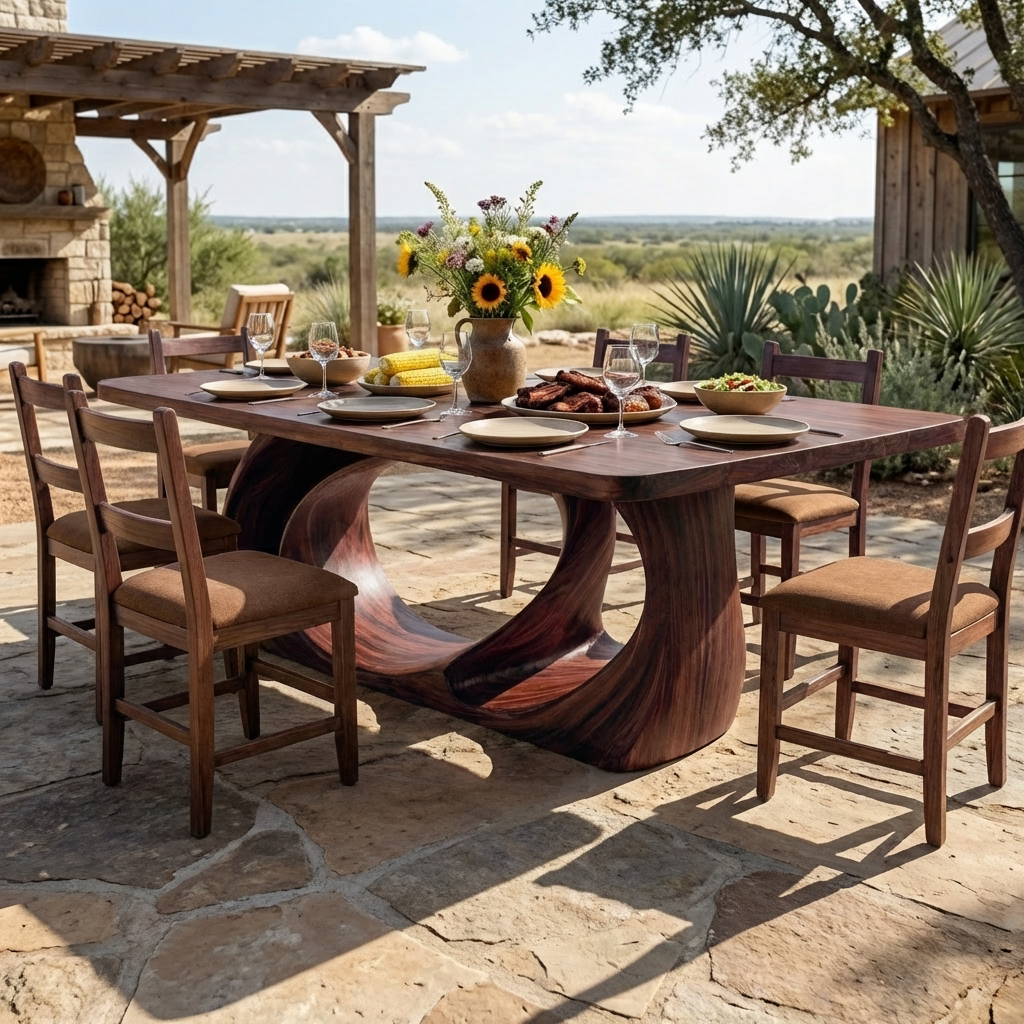 Wooden Dining Table With Artistic Base For Dining Room RTTHTTDN032