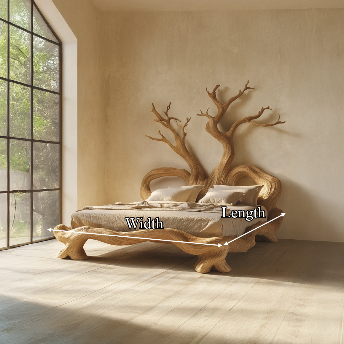 Rustic Artistic Tree Bed Nature Modern Bedroom SINLSAWB071