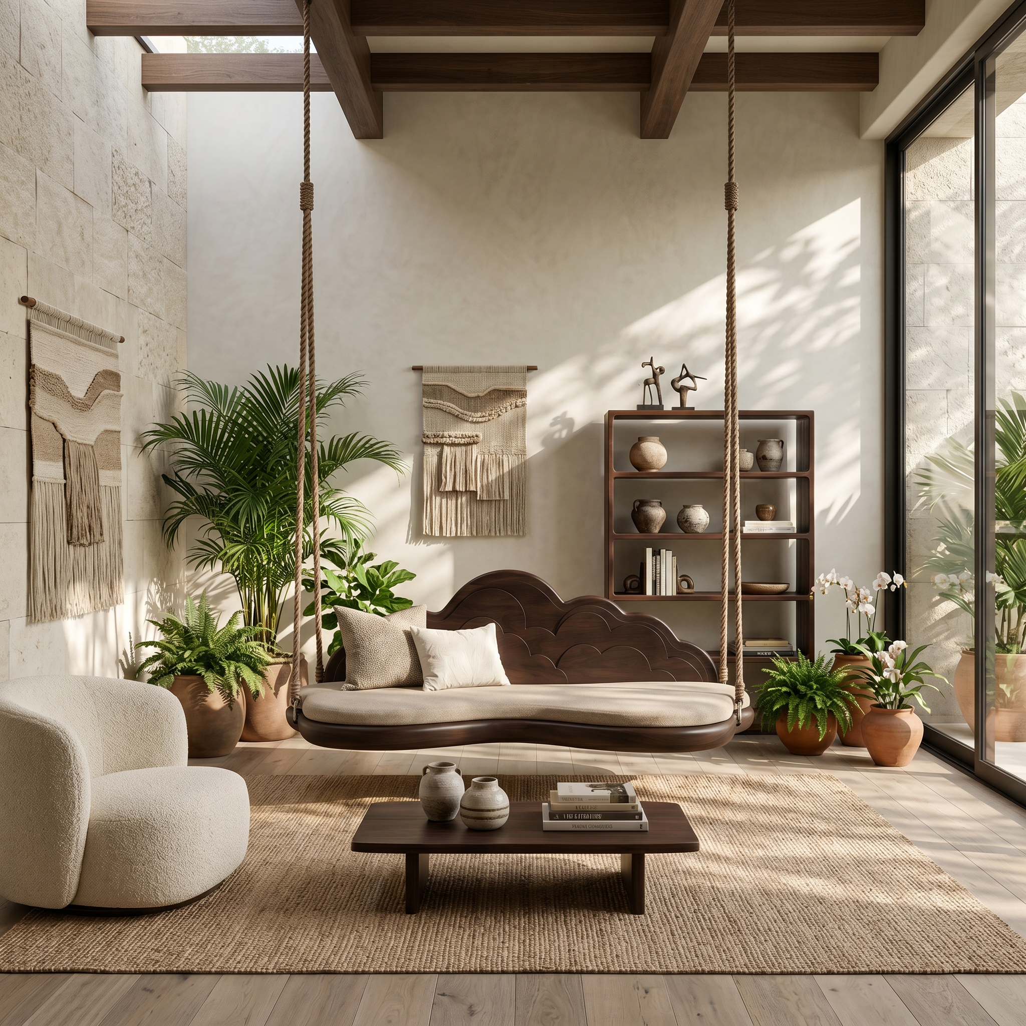 Minimalist Flowing Back Swing Bedroom Lounge Interior Space SILDTTNSWI004