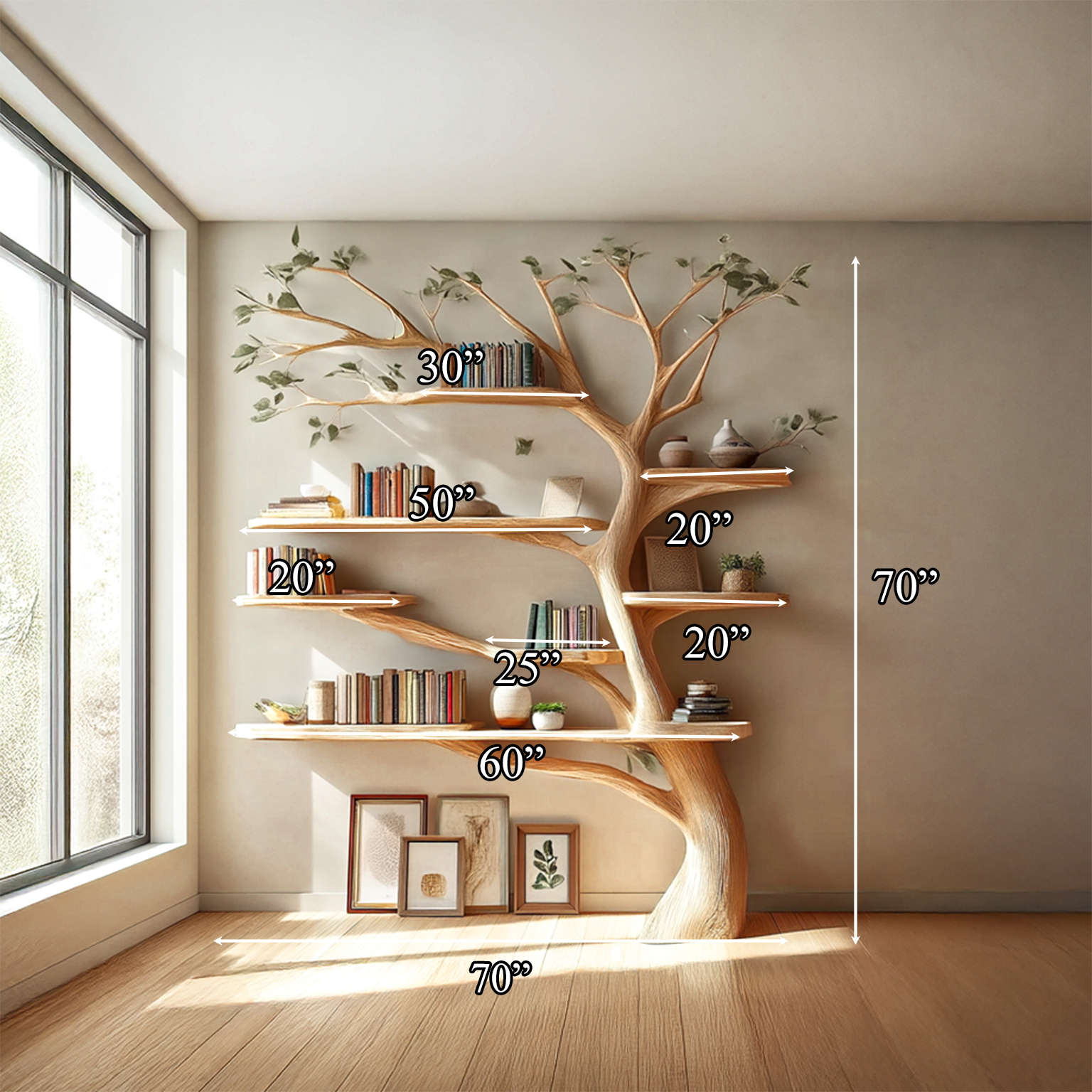 Midcentury Tree Bookshelf Living Room SINLSATB232
