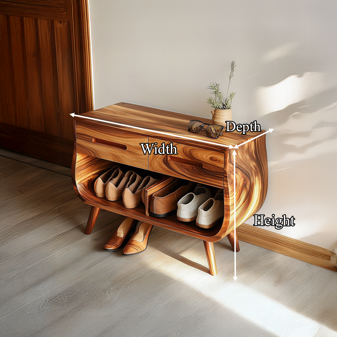 Mid Century Elegant Shoe Cabinet Bedroom And Closet SINLSASB066