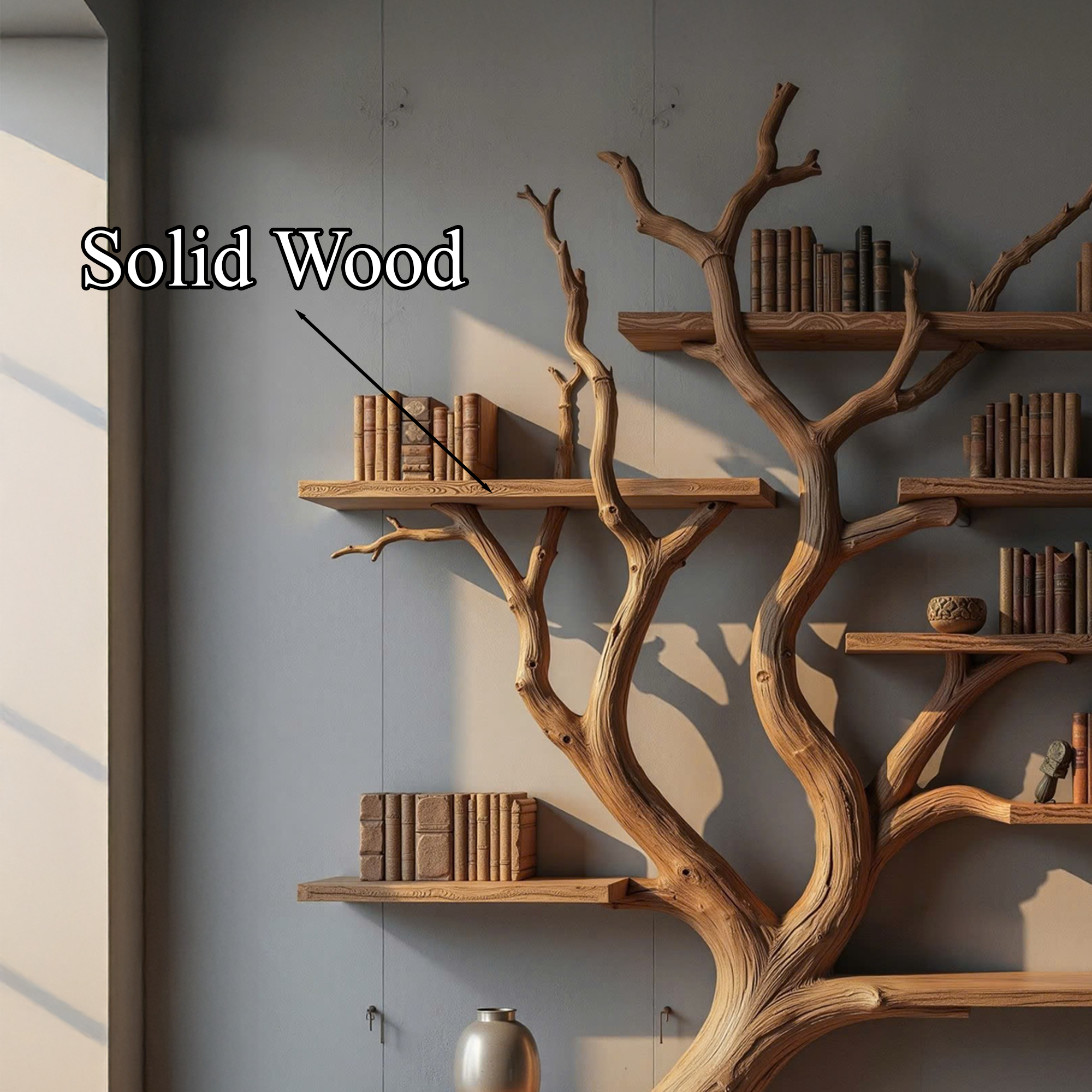 Custom Wood Shelf Tree Branch Shelf Mid Century Decor SINLTB128