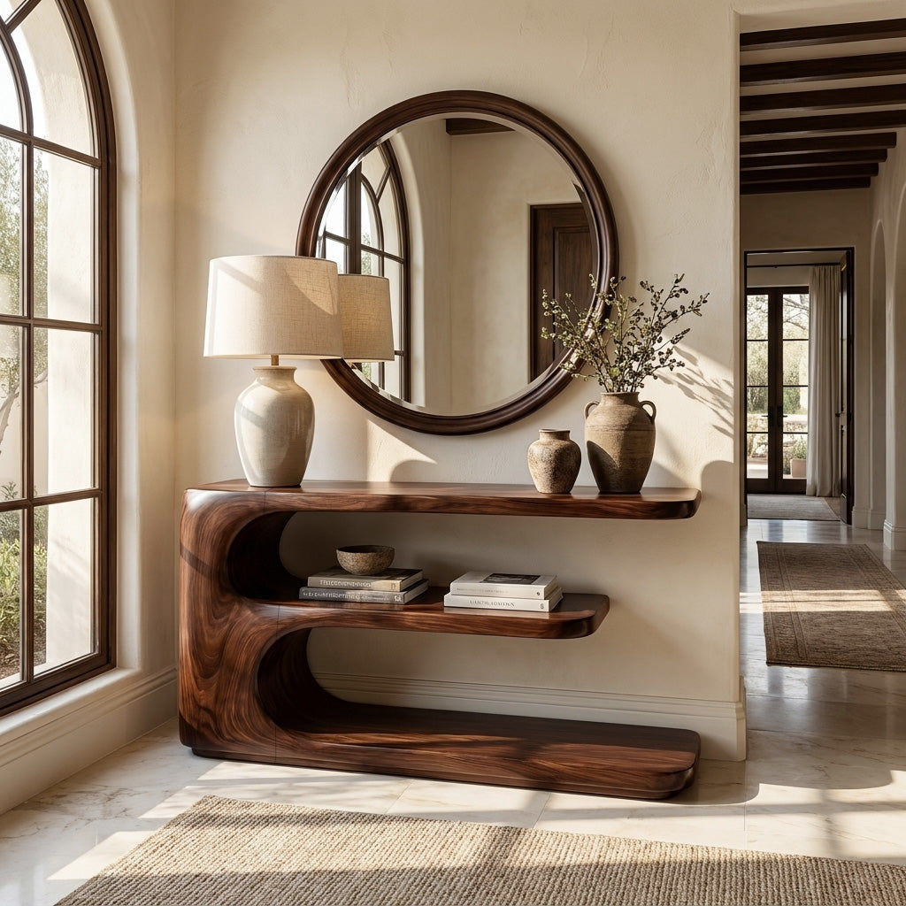 Minimalist Wooden Console Table With 3 Tiers For Entryway Storage RTTHHNCS032