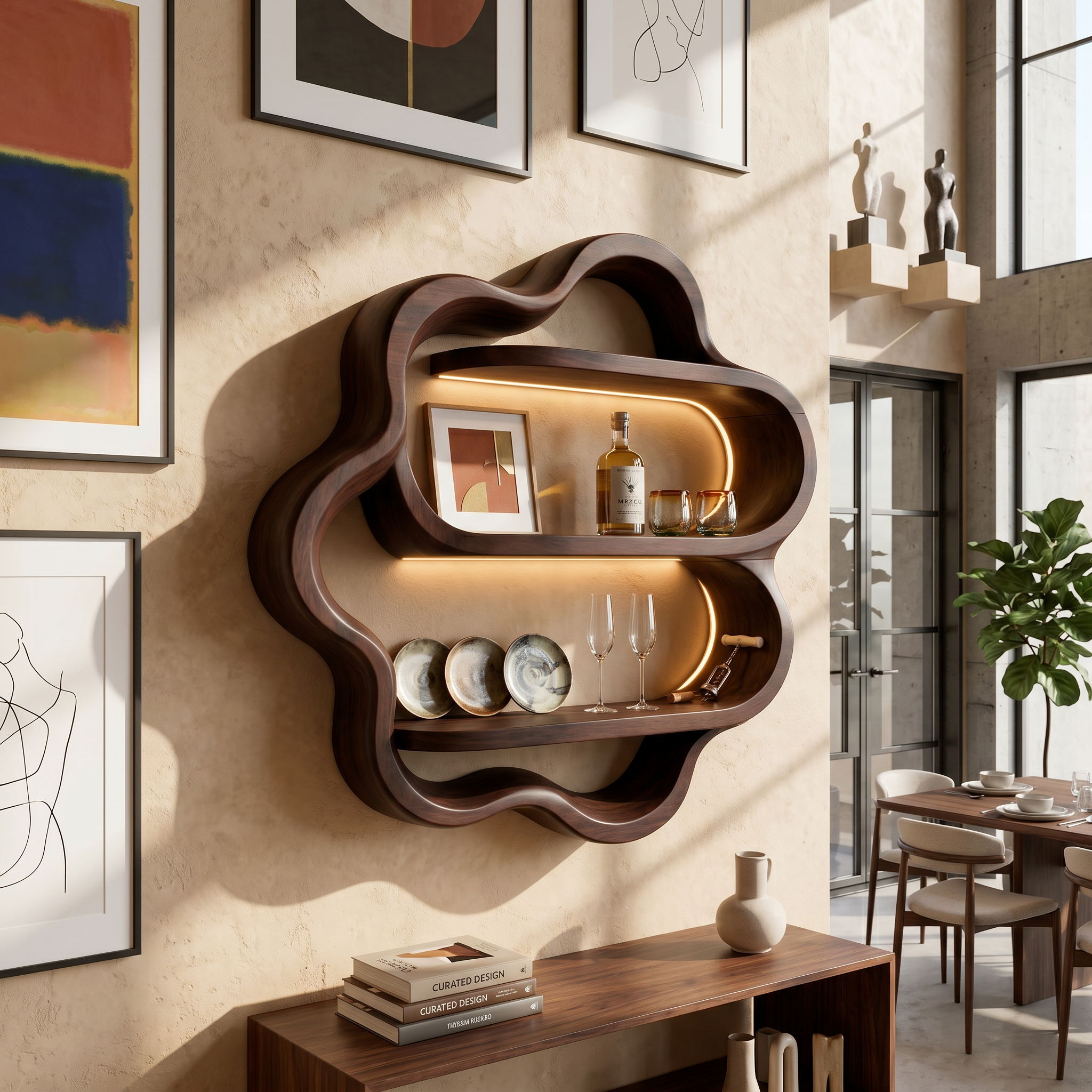 Minimalist Display Wine Rack Shelf For Kitchen Dining SILDTTNWH026