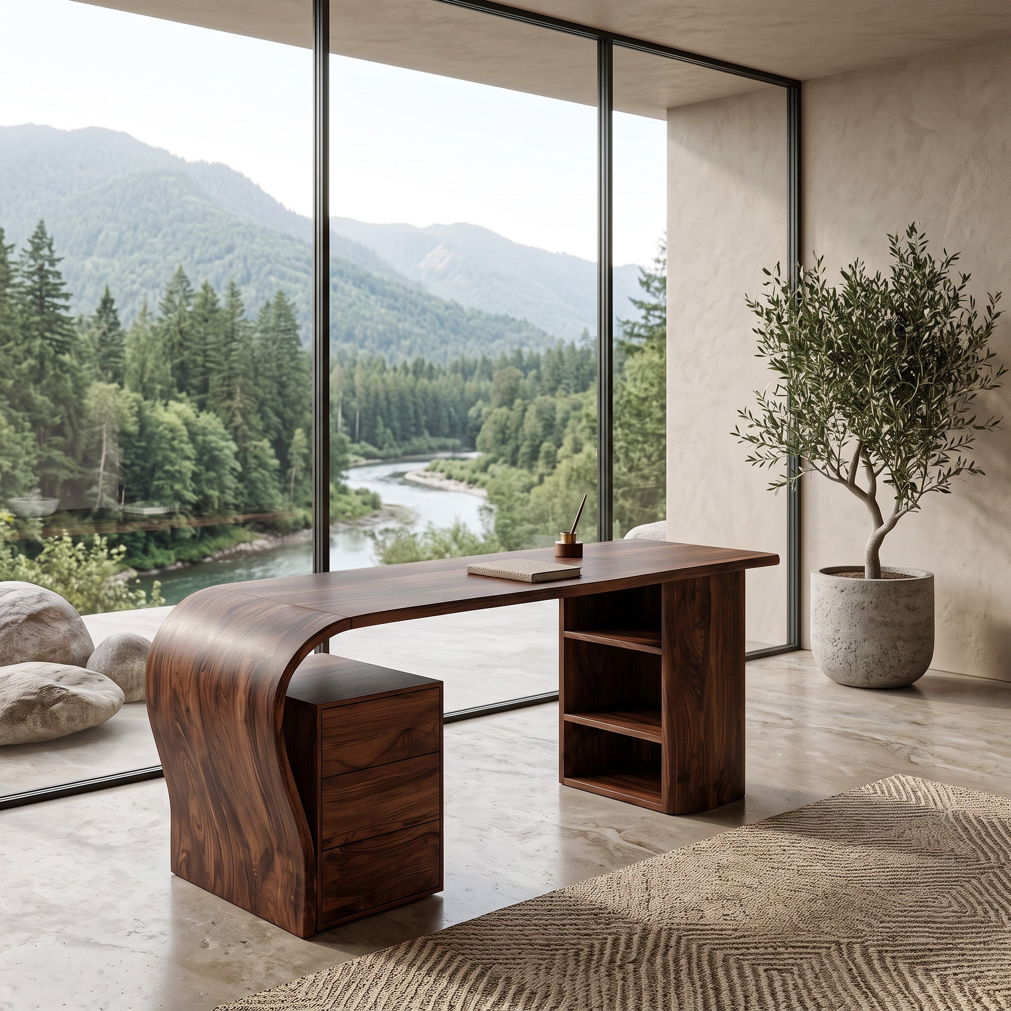 Contemporary Writing Desk With Open Shelf For Home Office RTTHHNDE100