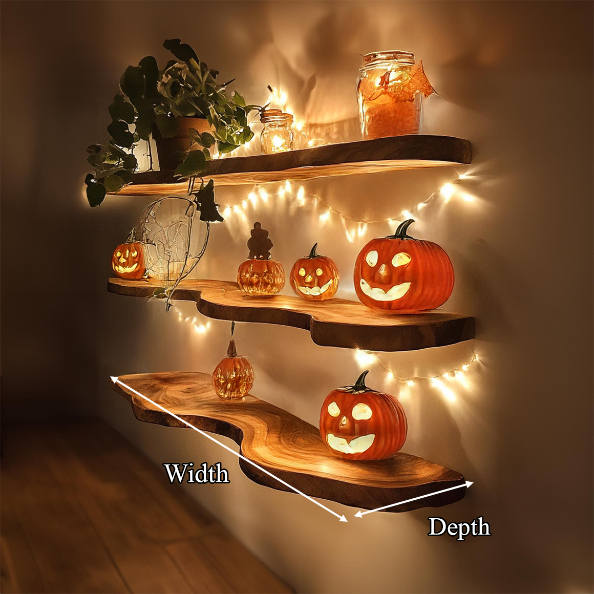 Mid Century Halloween Floating Shelf Bedroom SINLSAHW014