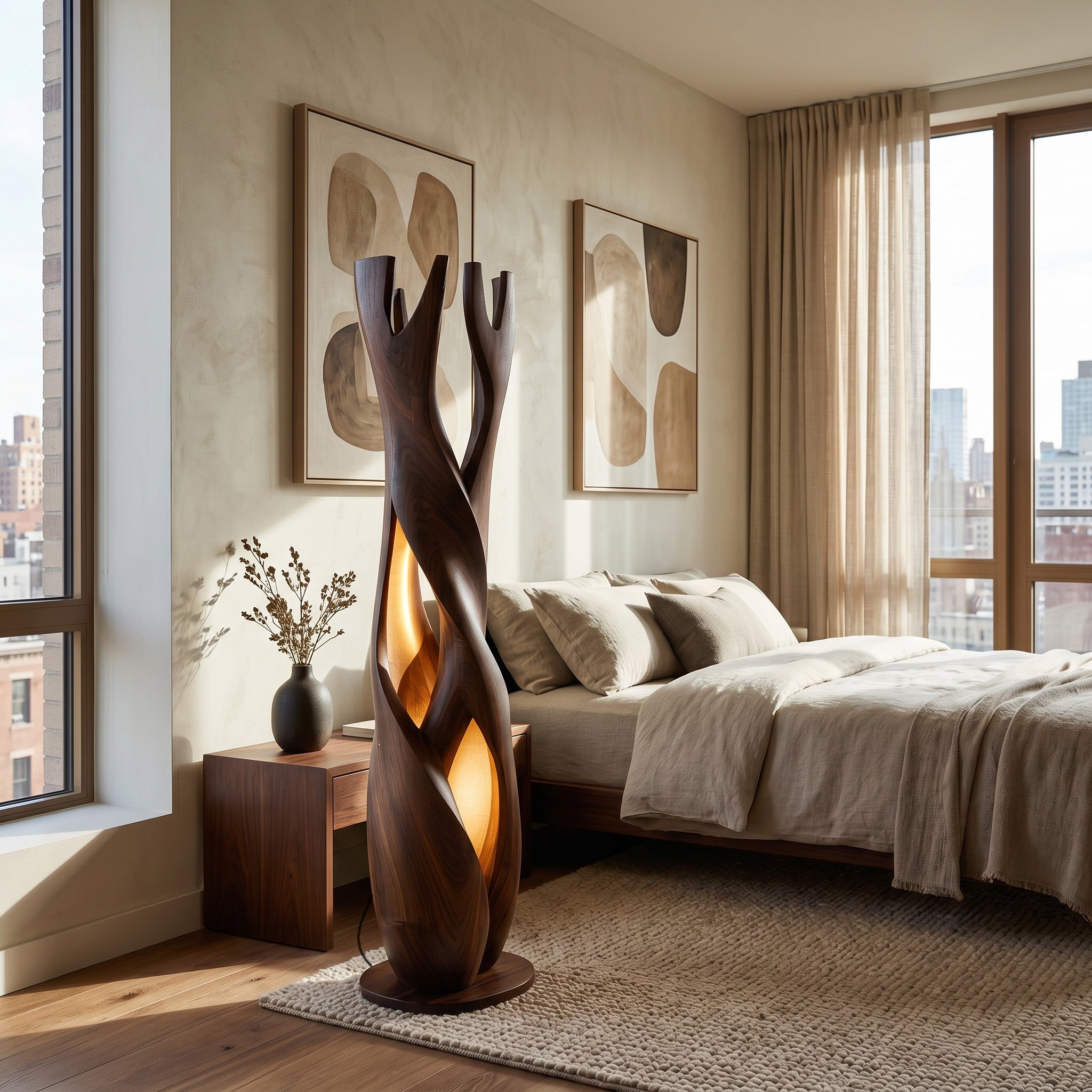 Statement Wooden Sculpture Lamp For Luxury Home RTTHHNLAM085