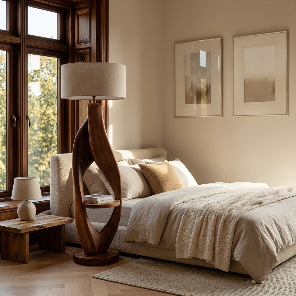 Organic Style Floor Lamp Natural Wood For Living Decor RTTHHNLAM076