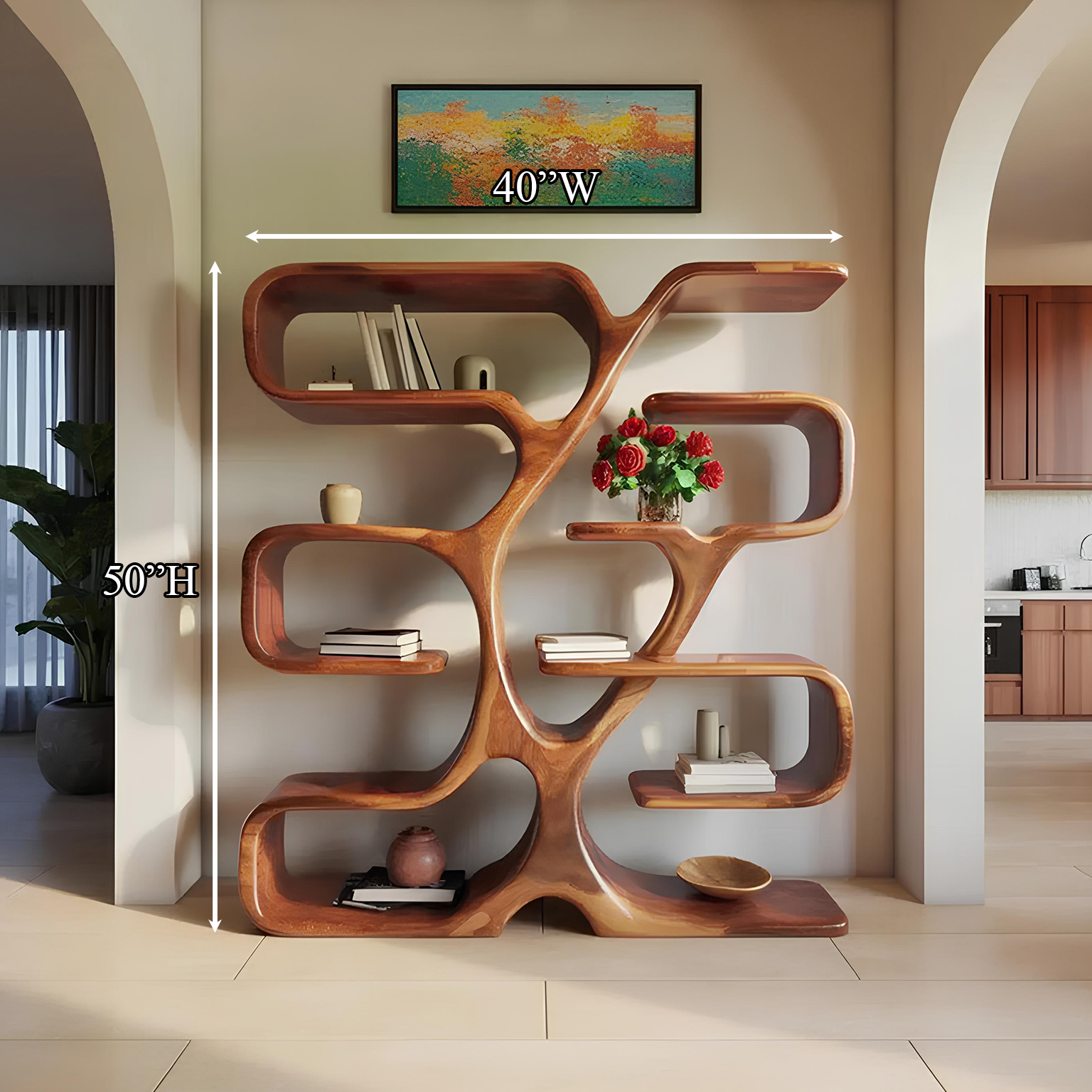 Artistic Bookshelf Solid Wood Modern Home Gift SINLSATB195