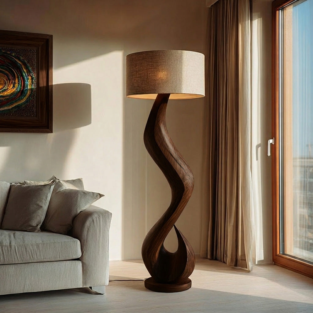 Modern Floor Lamp With Flowing Form For Living Room Corner RTTHHNLAM075