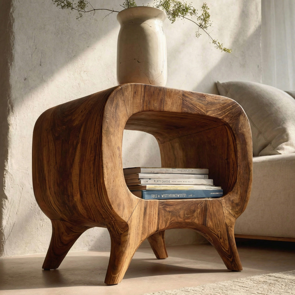 Modern Wood Nightstand With Rounded Edges For Bedroom RTTHHNNS029
