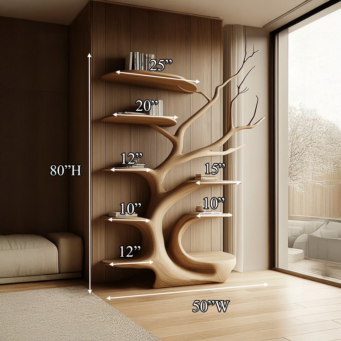 Rustic Tree Bookshelf Bedroom Cozy Artistic Corner SINLSATB316