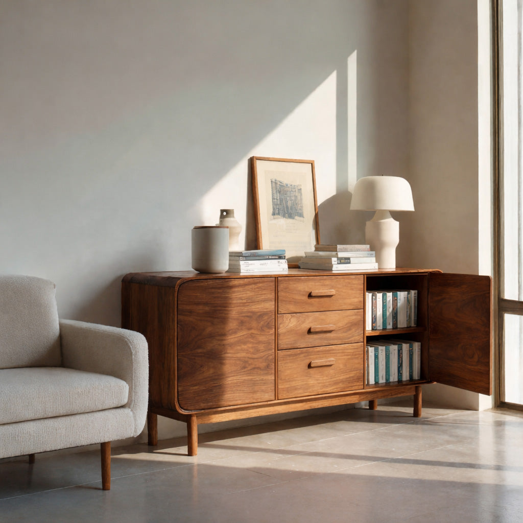 Modern Organic Sideboard With Center Drawers For Living Room RTTHHNSD017