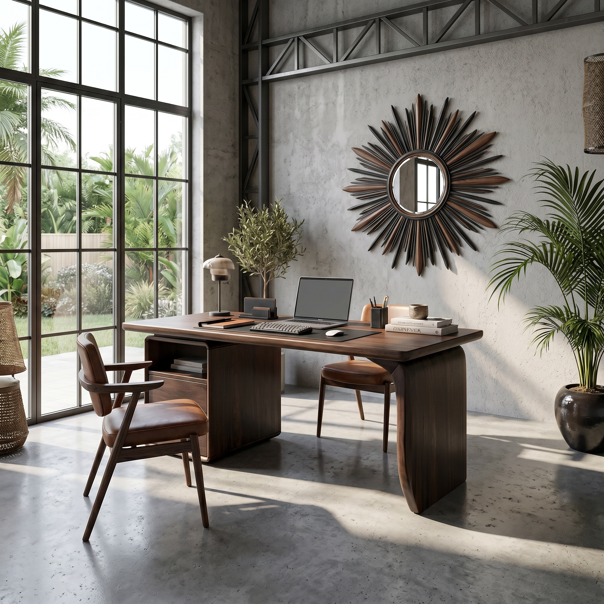 Japandi Study Desk With Curved Legs For Zen Office Room SILDTTRDE004