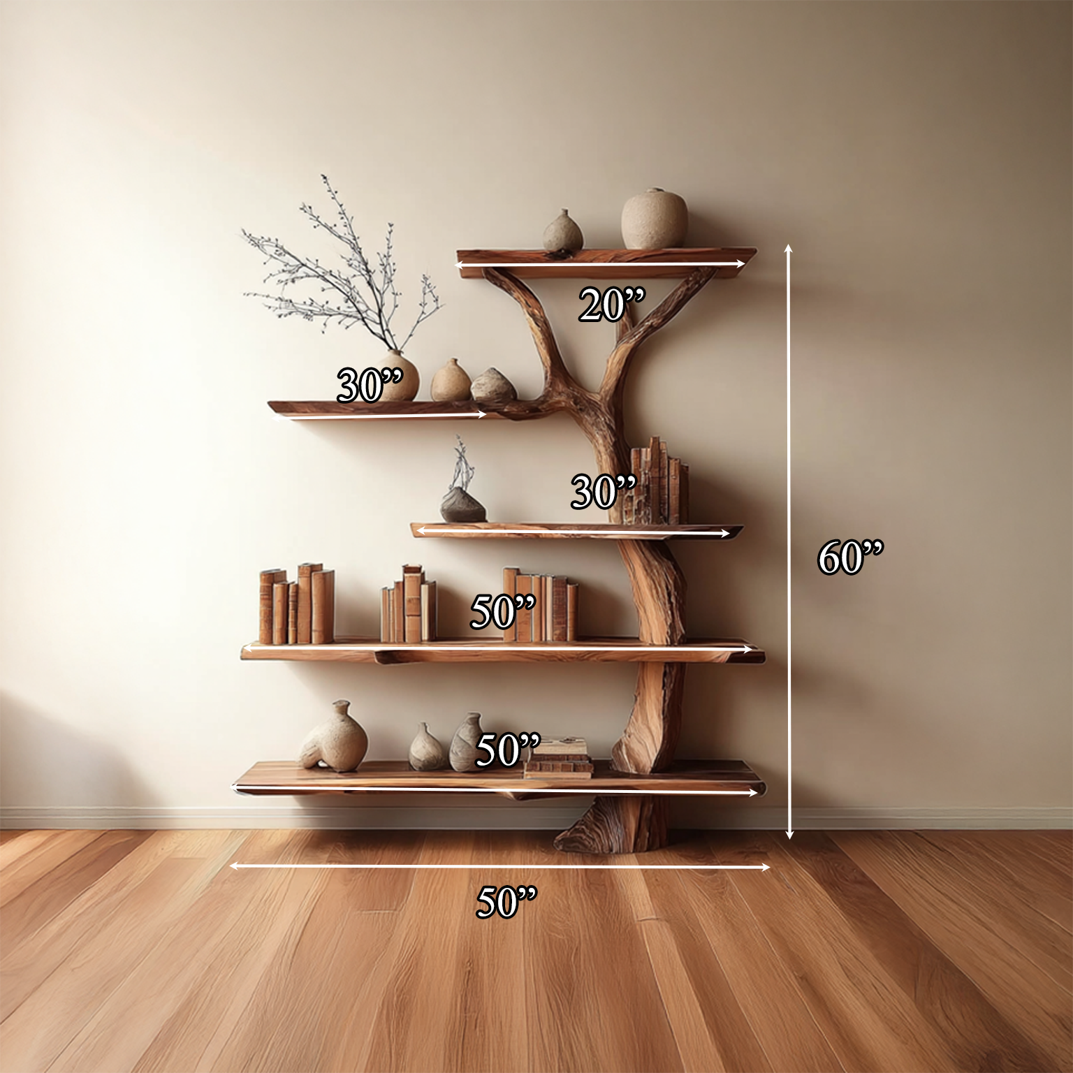 Midcentury Tree Bookshelf Office Entry SINLSATB218