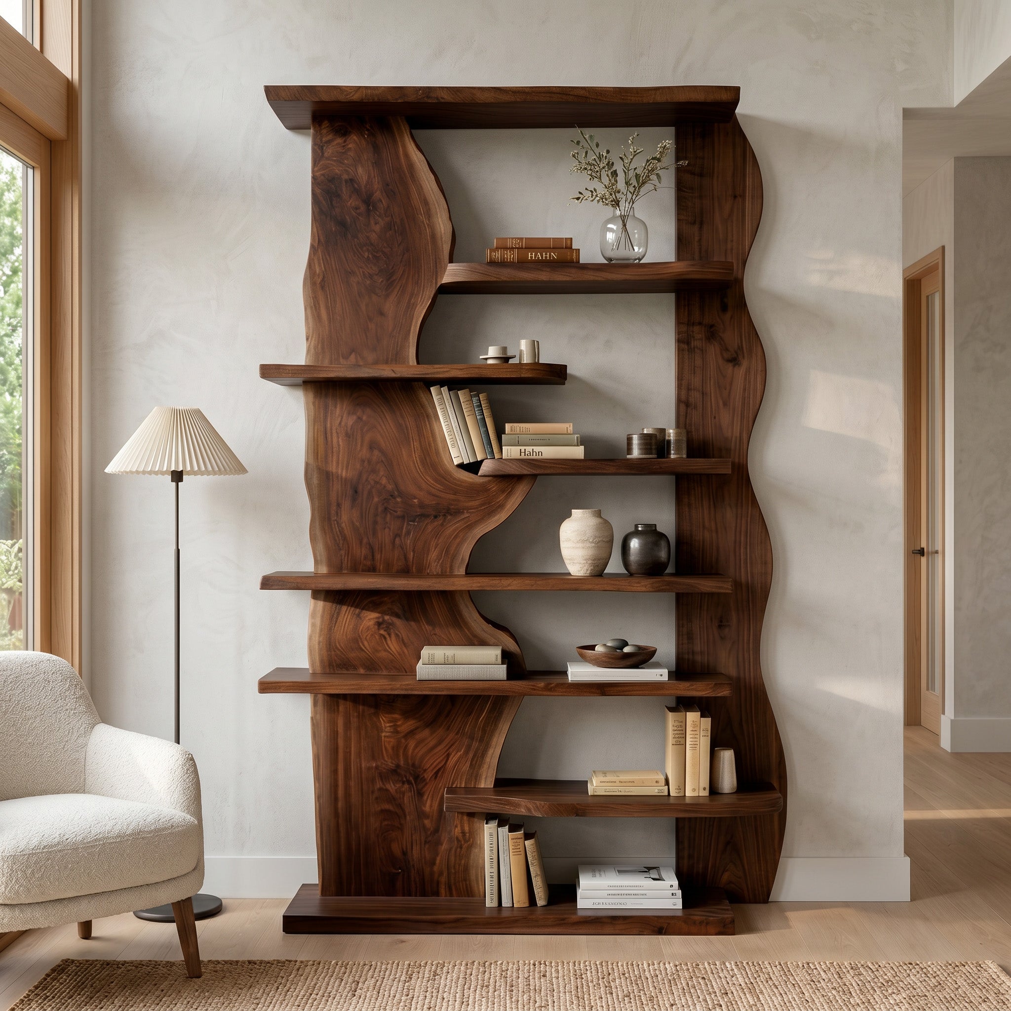 Organic Live Edge Wooden Standing Shelf For Living Room RTTHHNSS016