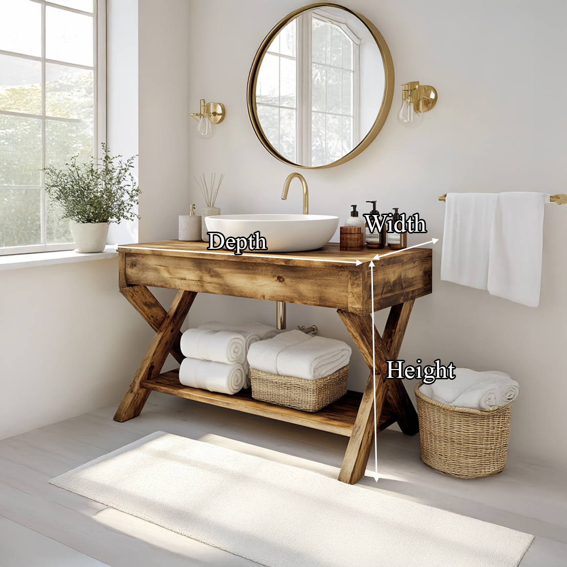 Mid Century Bathroom Vanity Table Natural Wood Modern Home Bathroom SINLSABRV198