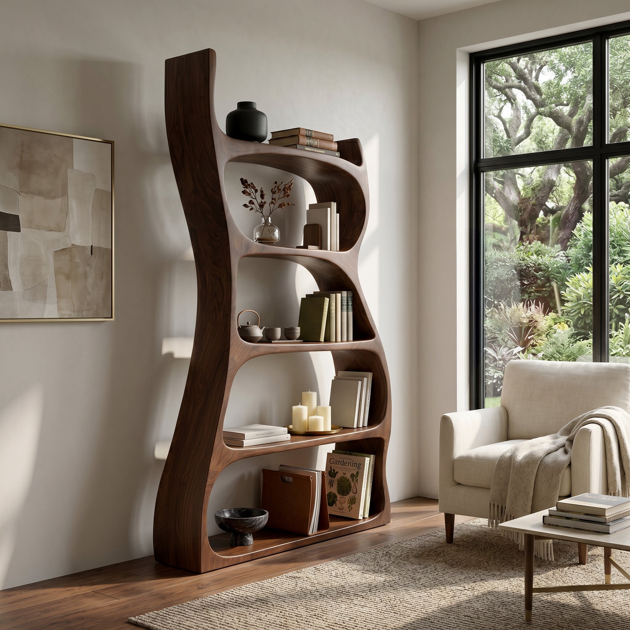 Elegant Natural Wood Standing Shelf For Entryway Display Decor RTTHHNSS030