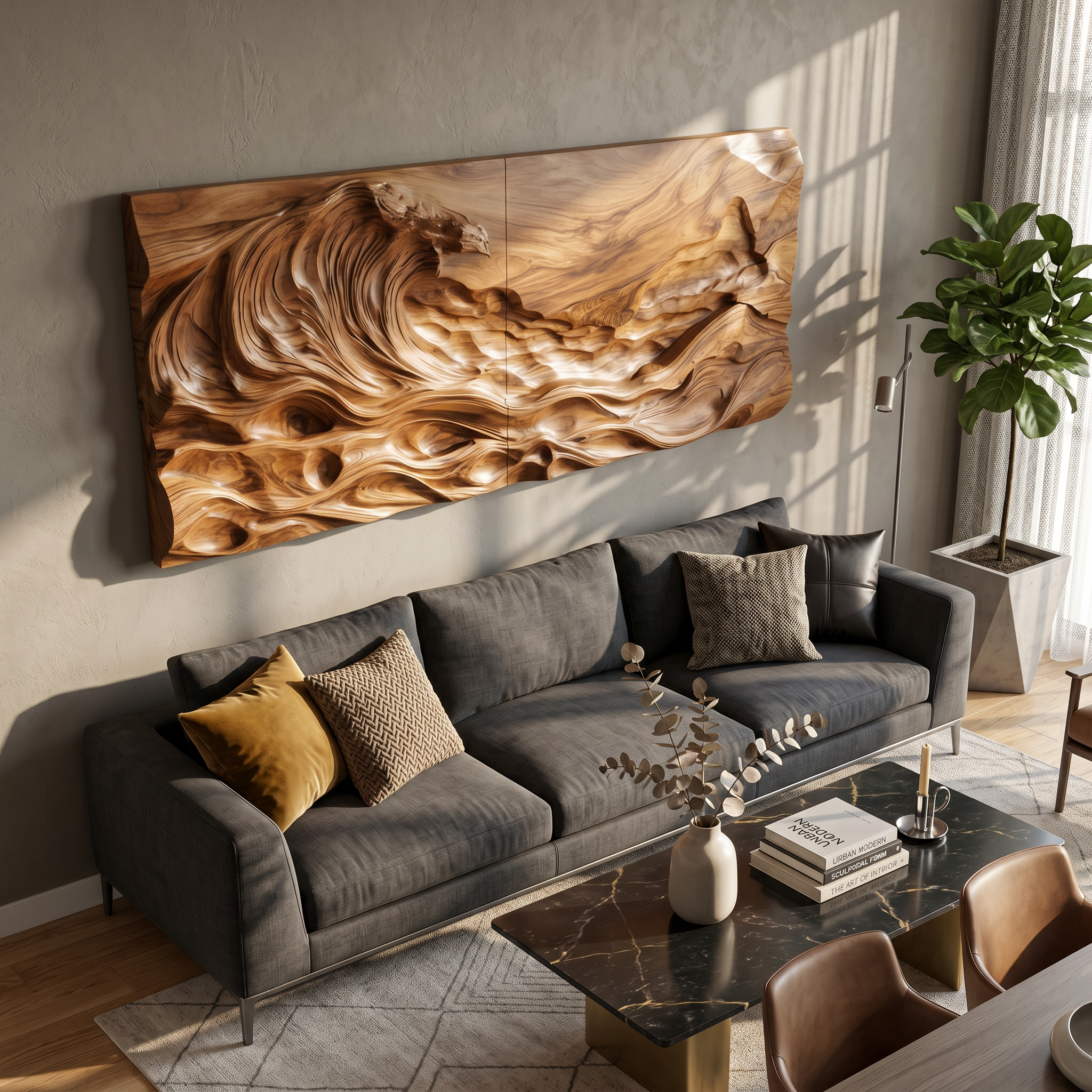 Textured Ocean Wave Wood Wall Art For Luxury Home Decoration SILDTTRWA076