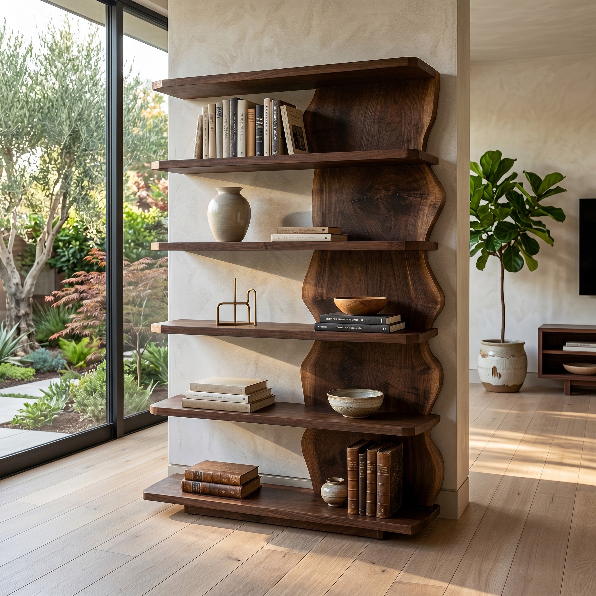 Scandinavian Natural Wood Standing Shelf For Corner Space RTTHHNSS021