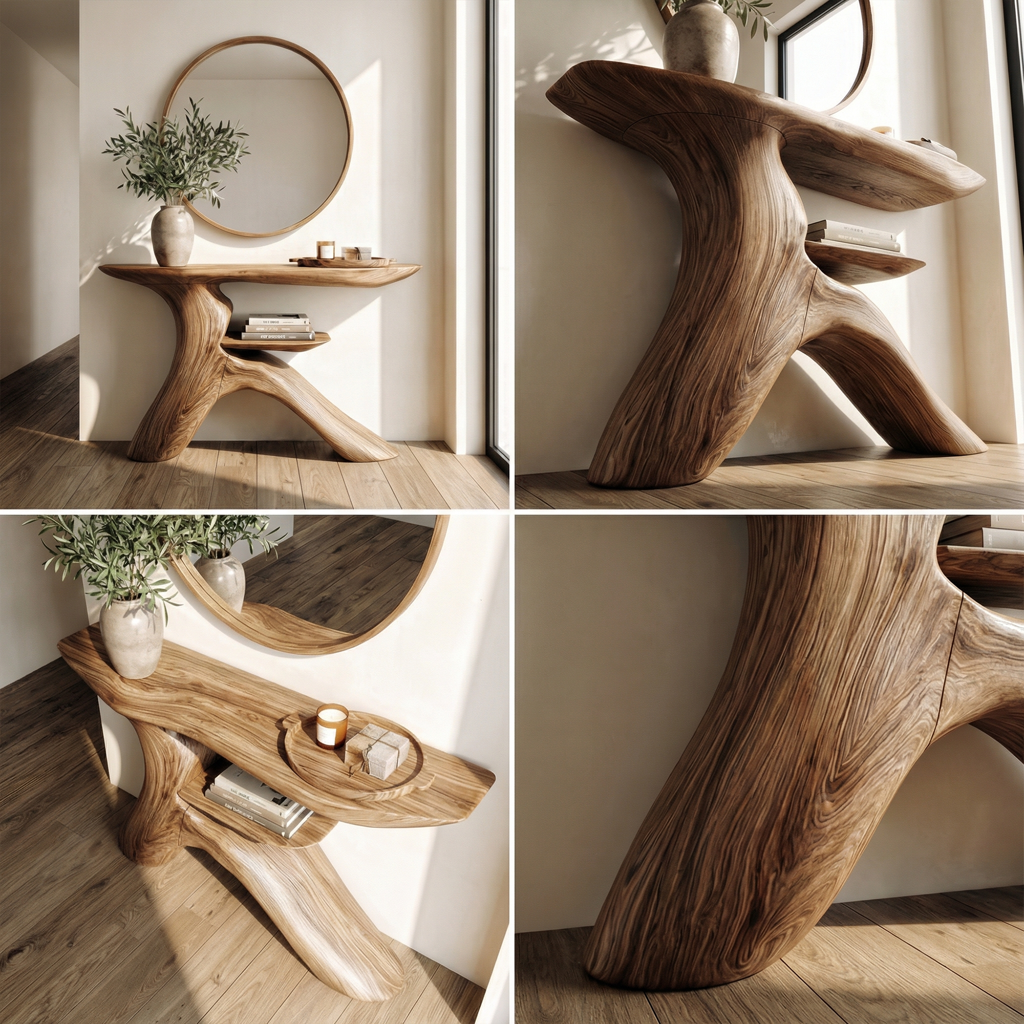 Minimalist Console Table Natural Wood Entryway Living Room SINLKICS533