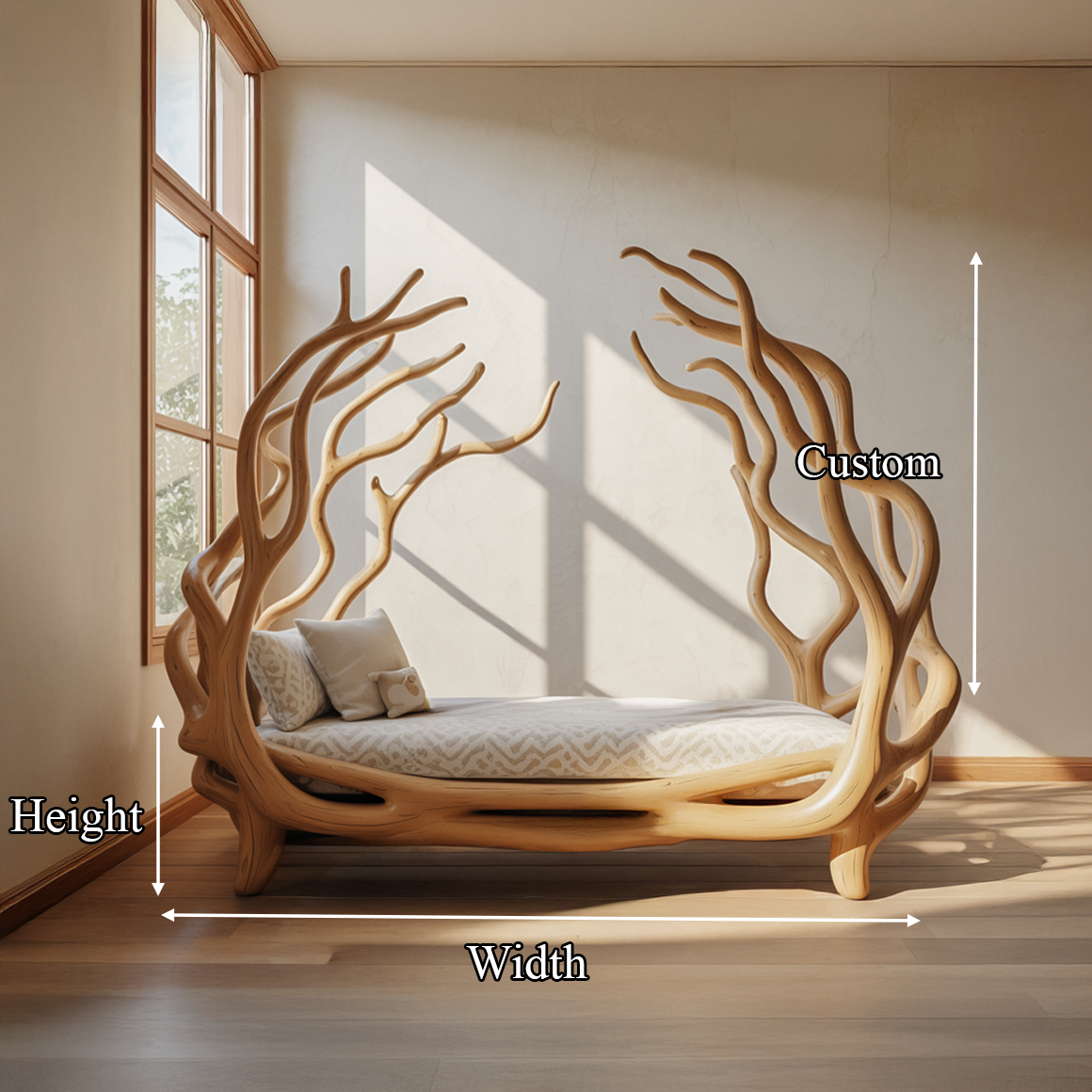 Rustic Tree Branch Bed Organic Bedroom Artistic Design SINLSAWB068