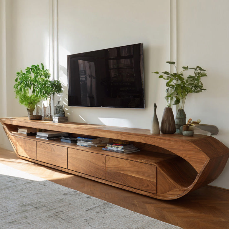 Modern Sculptural TV Console With Drawer For Living Room SITHHNTVC028
