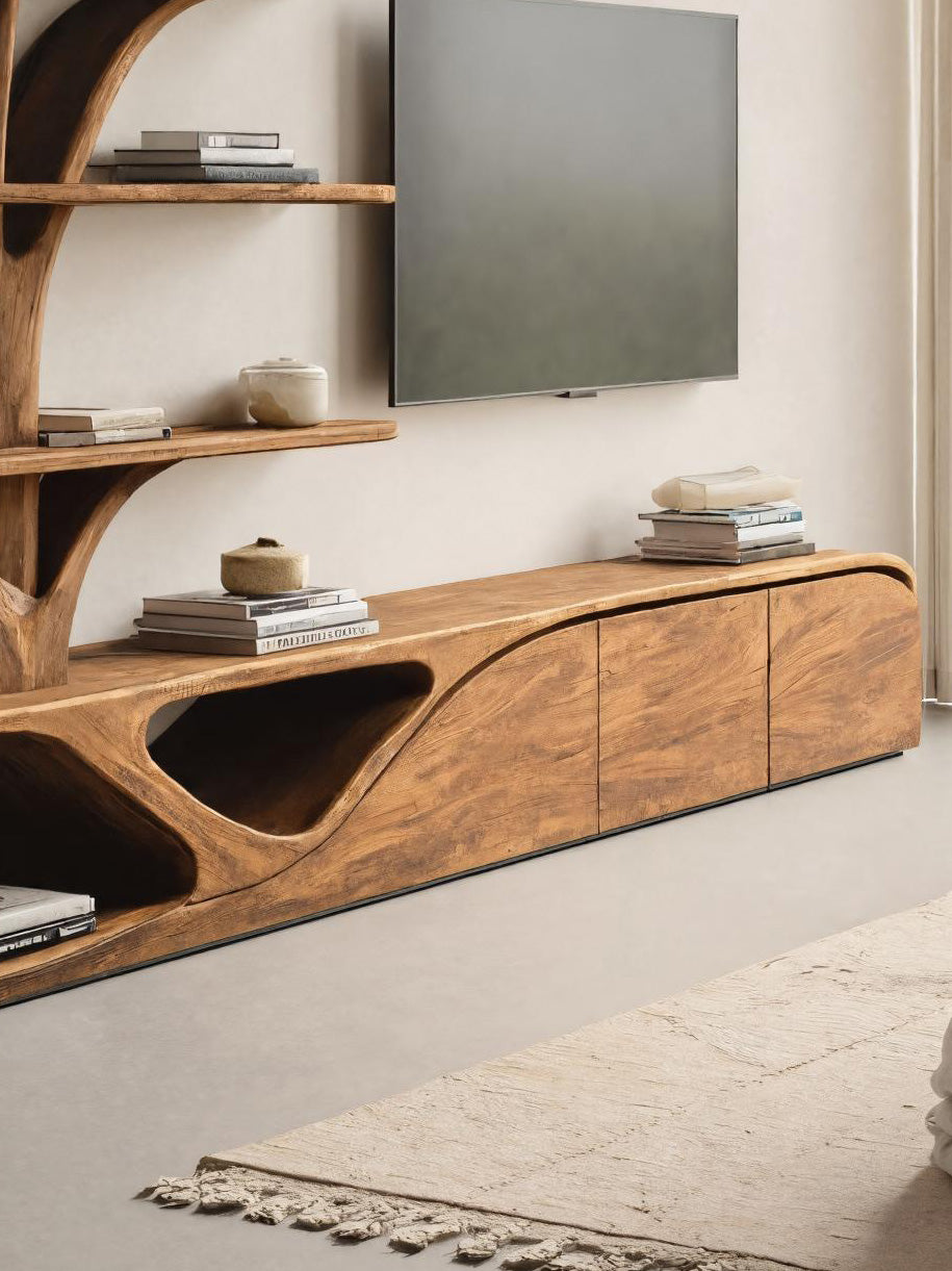 Organic TV Shelf With Tree Shape Bookshelf For Living Room SITHHNTVC043